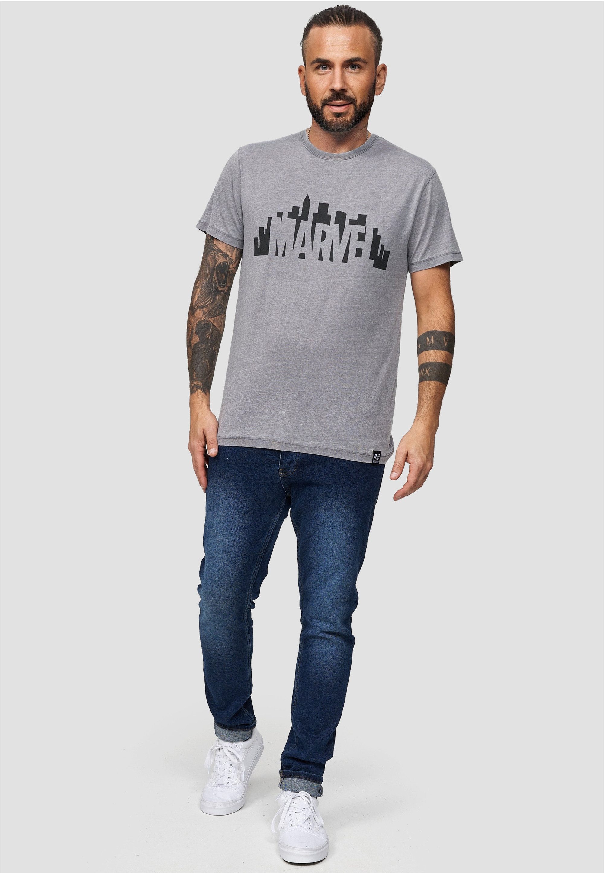 Recovered T-Shirt Marvel City Logo Light Grey im zeitlosen Design