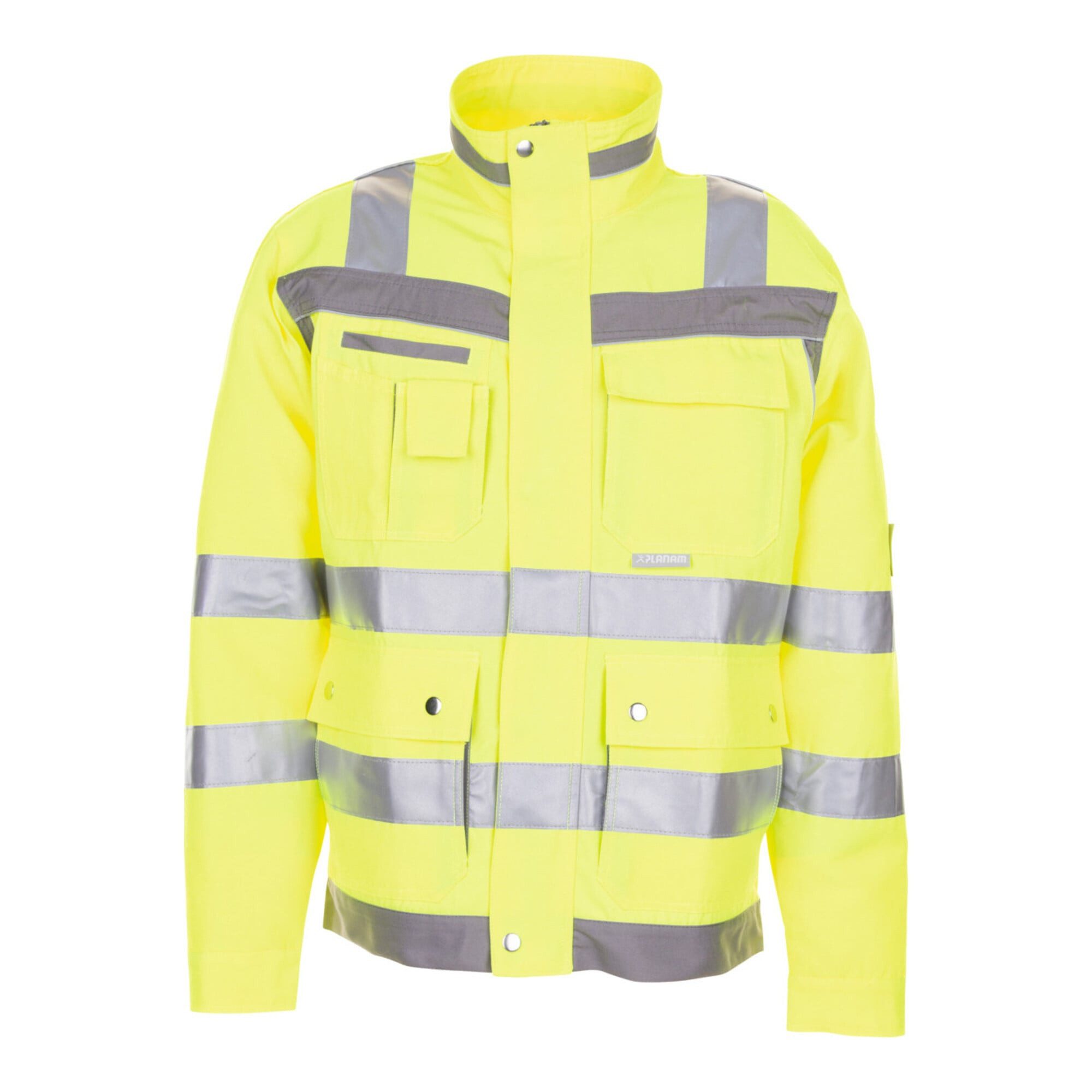 Planam Warnweste PLANAM Warnschutz-Bundjacke Plaline, gelb / zink, Konfektionsgröße DE:
