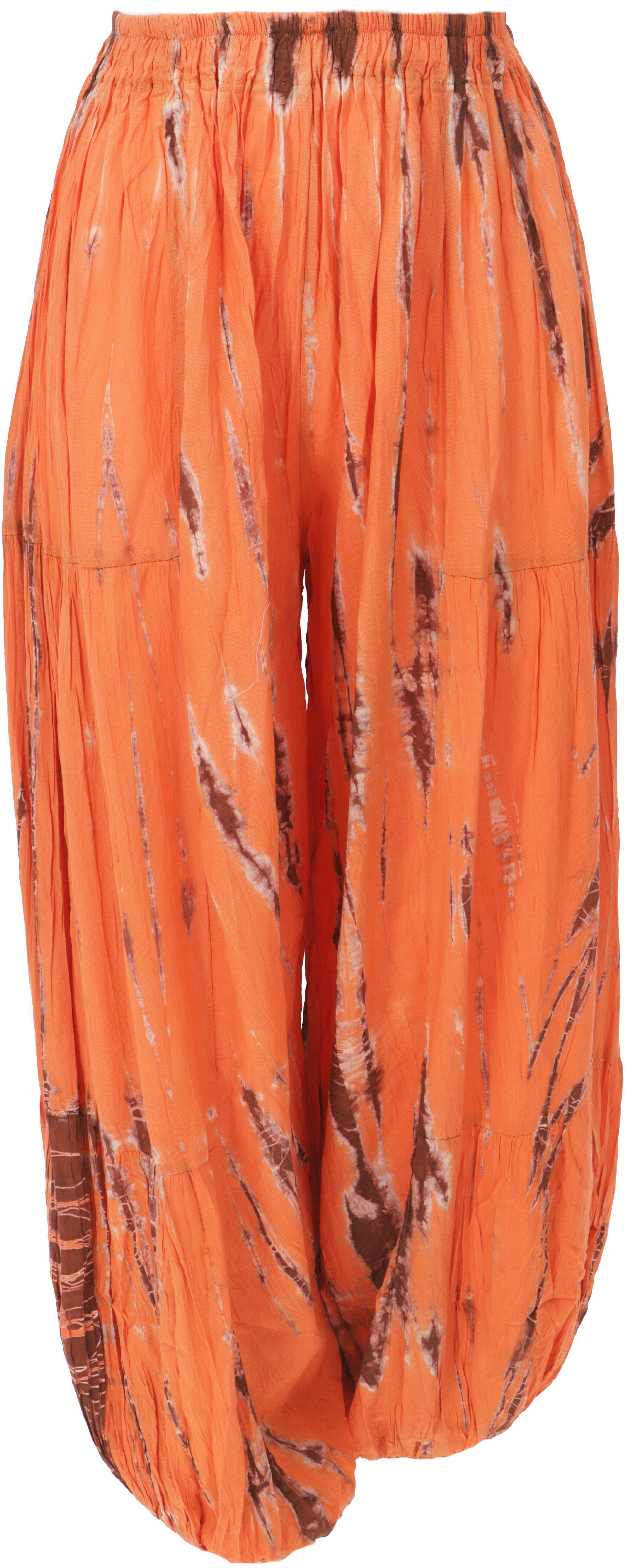 Guru-Shop Relaxhose Muckhose, Pluderhose, Batik Pumphose - orange Ethno Style, alternative Bekleidung