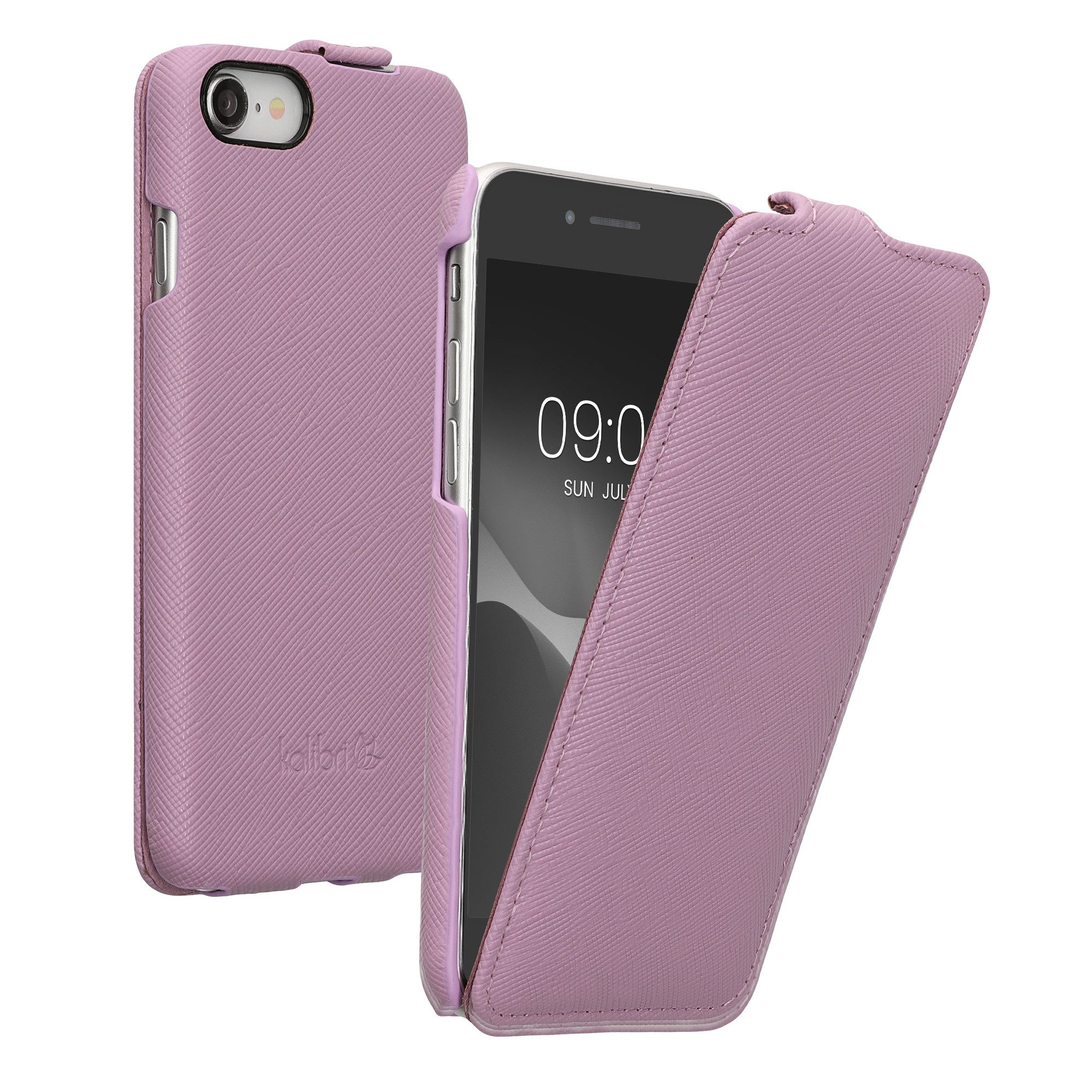 kalibri Etui Flip-Hülle Ultra Slim Tasche für Apple iPhone SE / 8 / 7, Leder Schutzhülle Case