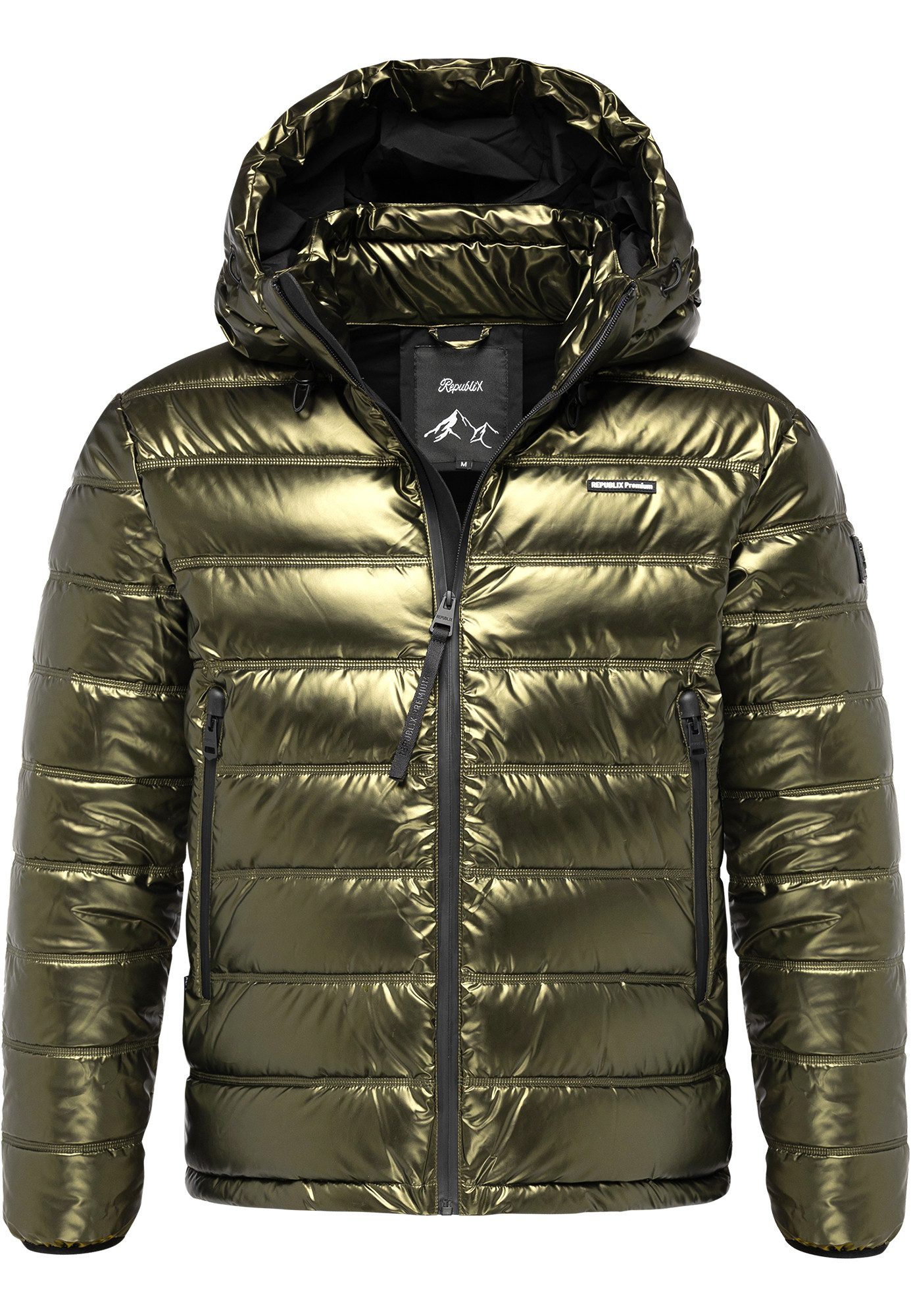 REPUBLIX Winterjacke ARLO Herren Gefütterte Glanz Winter Jacke für Männer mit Kapuze