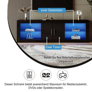 BlingBin TV-Schrank Moderner TV-Ständer (1-St., stilvoller Aufbewahrungsschrank mit geräuschlose Scharniere) Bluetooth-Steuerung, 16-Farben-LED, verstellbare Einlegeböden