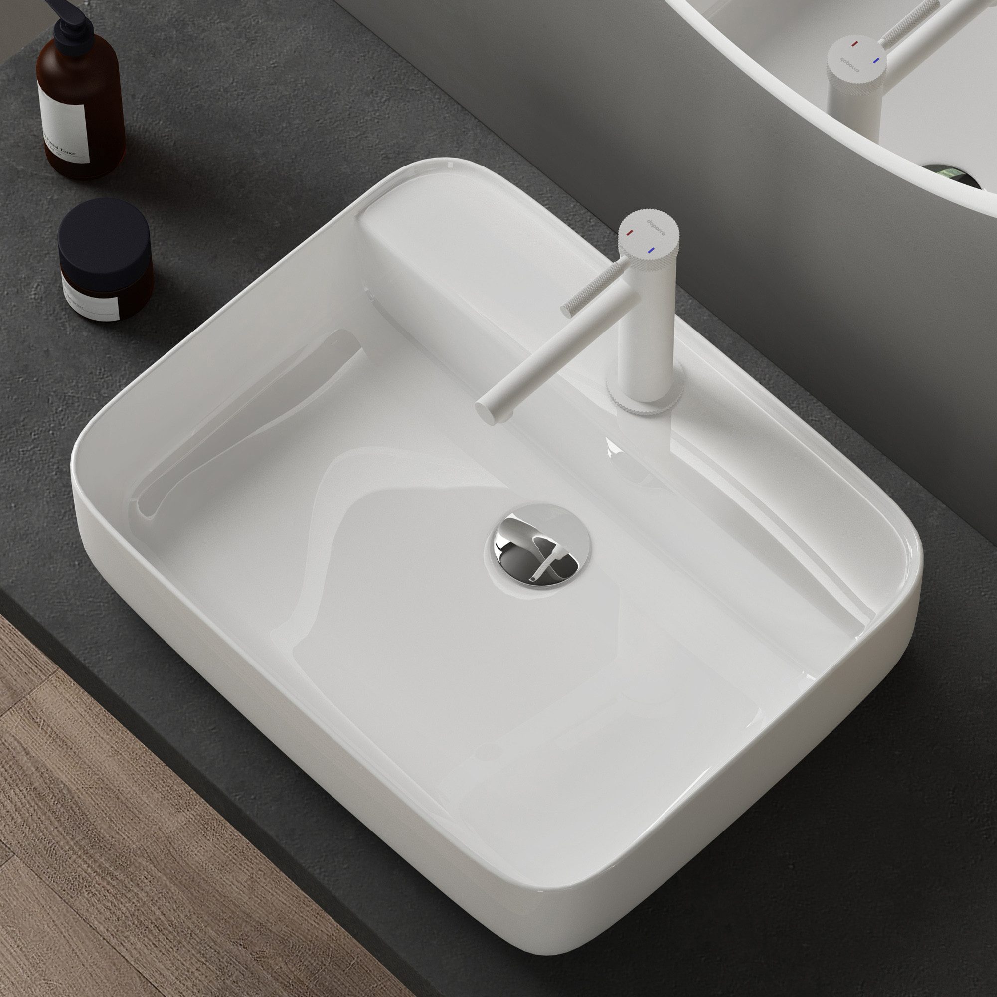 doporro Waschbecken Aufsatzwaschbecken Gäste WC Handwaschbecken Keramik Waschtisch Br107 – Bild 3 von 5