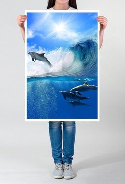 Sinus Art Poster 60x90cm Tierfotografie Poster Schwimmende Delfine im Meer