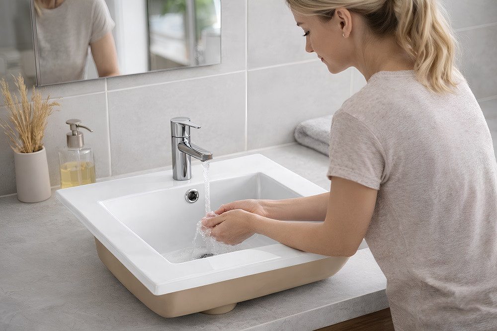 JVmoebel Waschbecken Aufsatzwaschbecken aus Keramik in Weiß, modern schlicht Sofort (Waschbecken), Made in Europa
