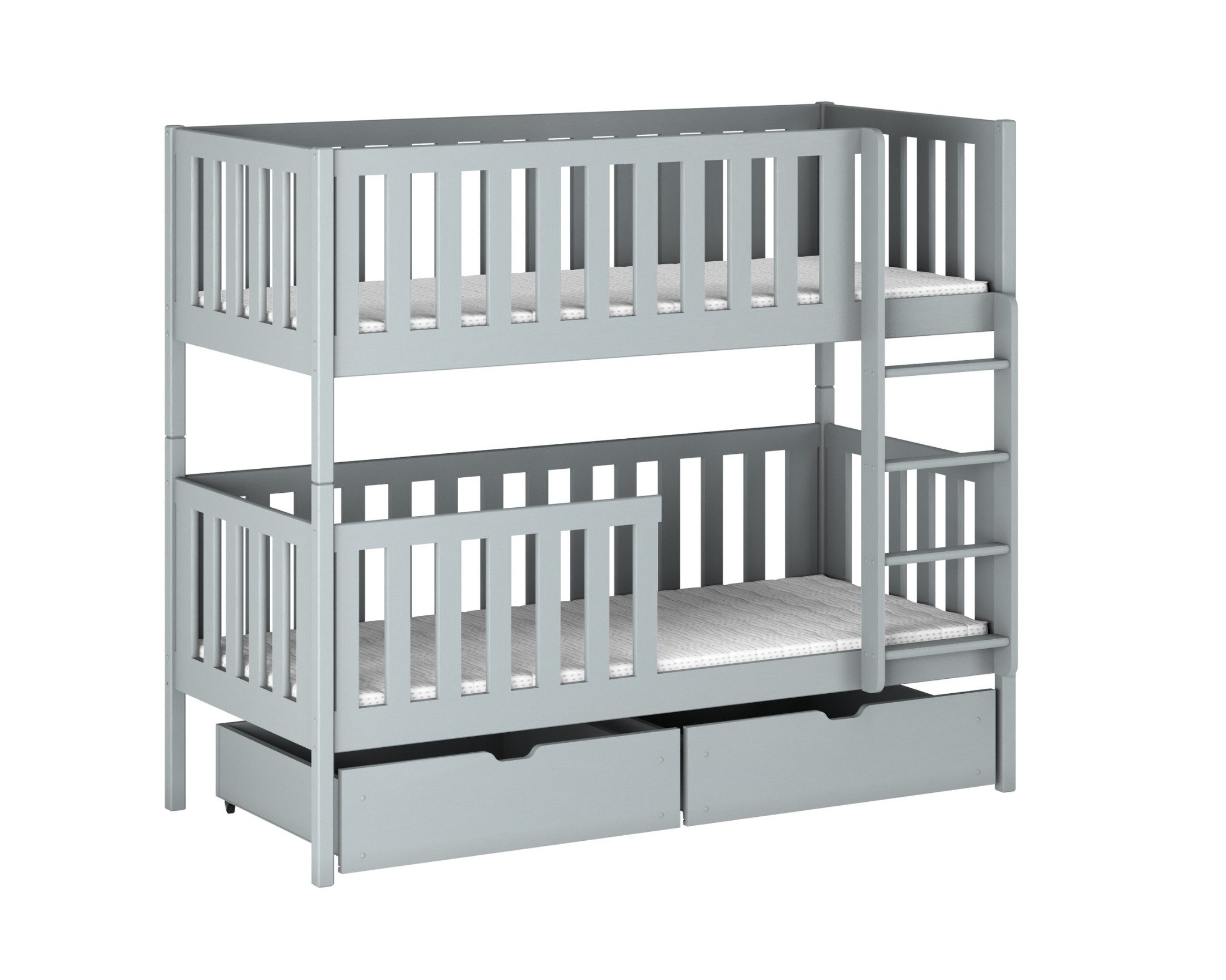 Etagenbett Hochbett Hochbett MANUEL für 2 Kinder 90x200 GRAU aus Massivholz