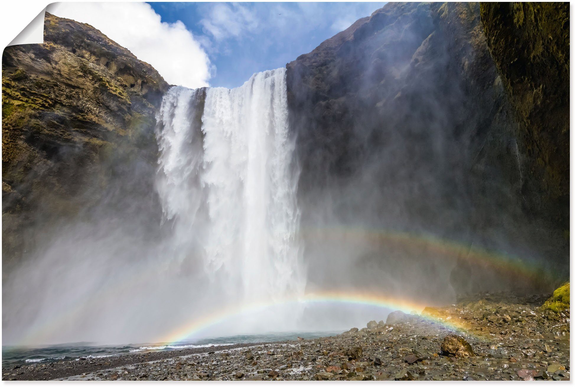 Artland Wandbild ISLAND Skogafoss mit Regenbogen, Wasserfallbilder (1 St), als Alubild, Leinwandbild, Wandaufkleber oder Poster in versch. Größen