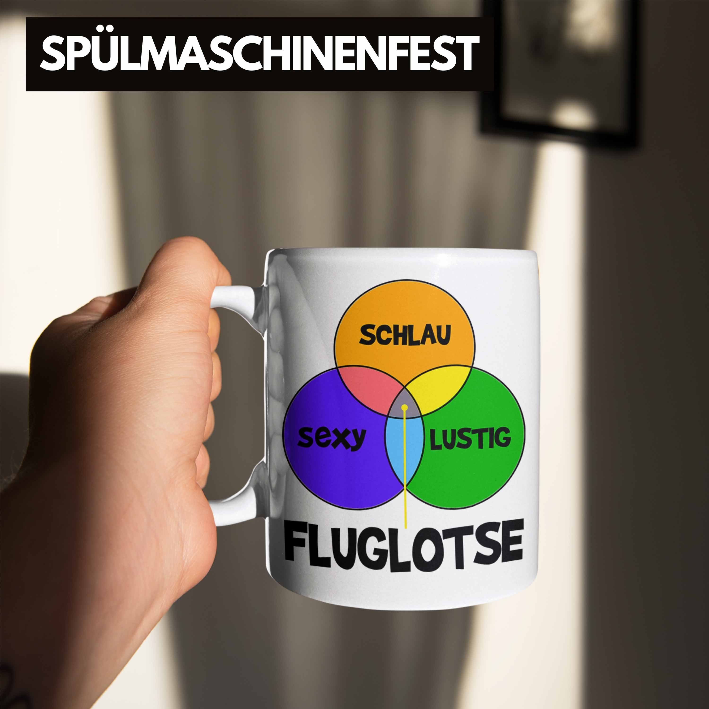 Trendation Tasse Fluglotse Geschenk Schlau Geschenkidee Tasse Weiss Arbeiter Lustig Flughafen