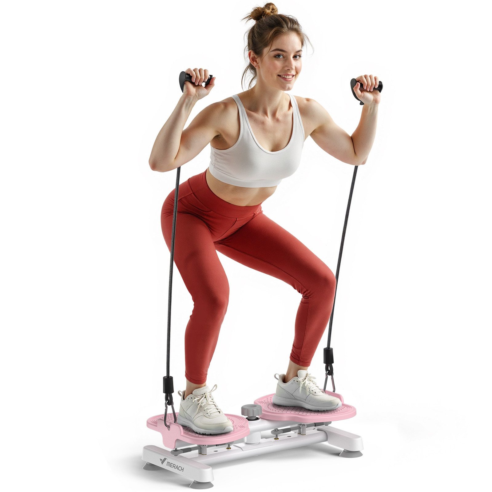 MERACH Multitrainer Twist Waist Disc Board, Bauchmuskel-Trainingsgerät, (mit Kordelzug, Twist fit Drehscheibe, Massage-Fußshole, Bauchtrainer, 1-St., 136kg Belastbarkeit mit Zugseilen, Fußmassage, Gleichgewichtstraining), rutschfester, geräuschloser Heimtrainer für Gewichtsverlust