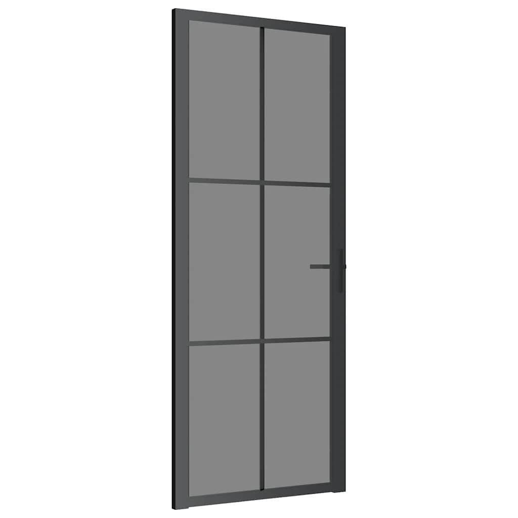 vidaXL Haustür Innentür 83x201,5 cm Schwarz ESG-Glas und Aluminium (1-St)