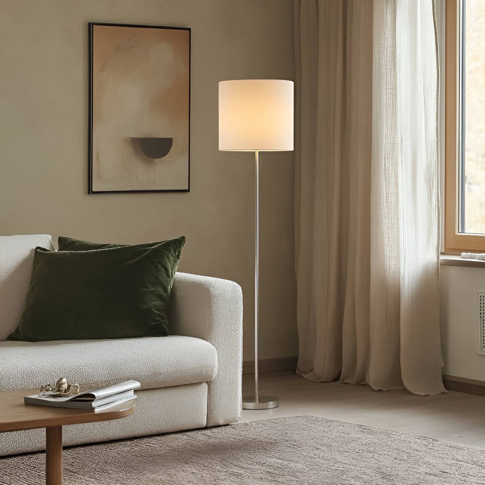 Lindby Stehlampe Parsa, Weiß IP20, 1 x 15 W LED