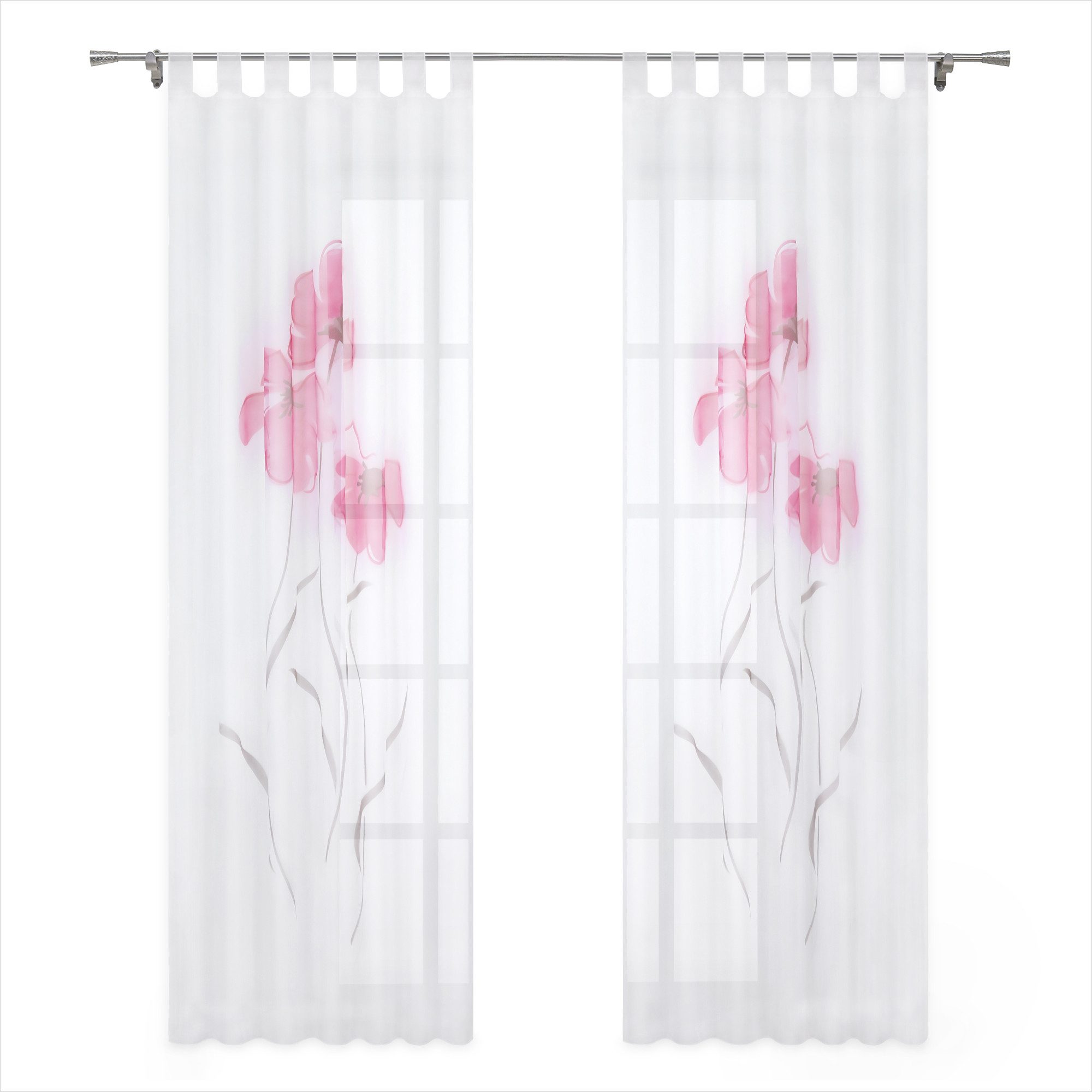 Joyswahl Gardine (1 St), Schlaufen, transparent, Vorhänge Voile Fensterschal Modern Blumen Muster