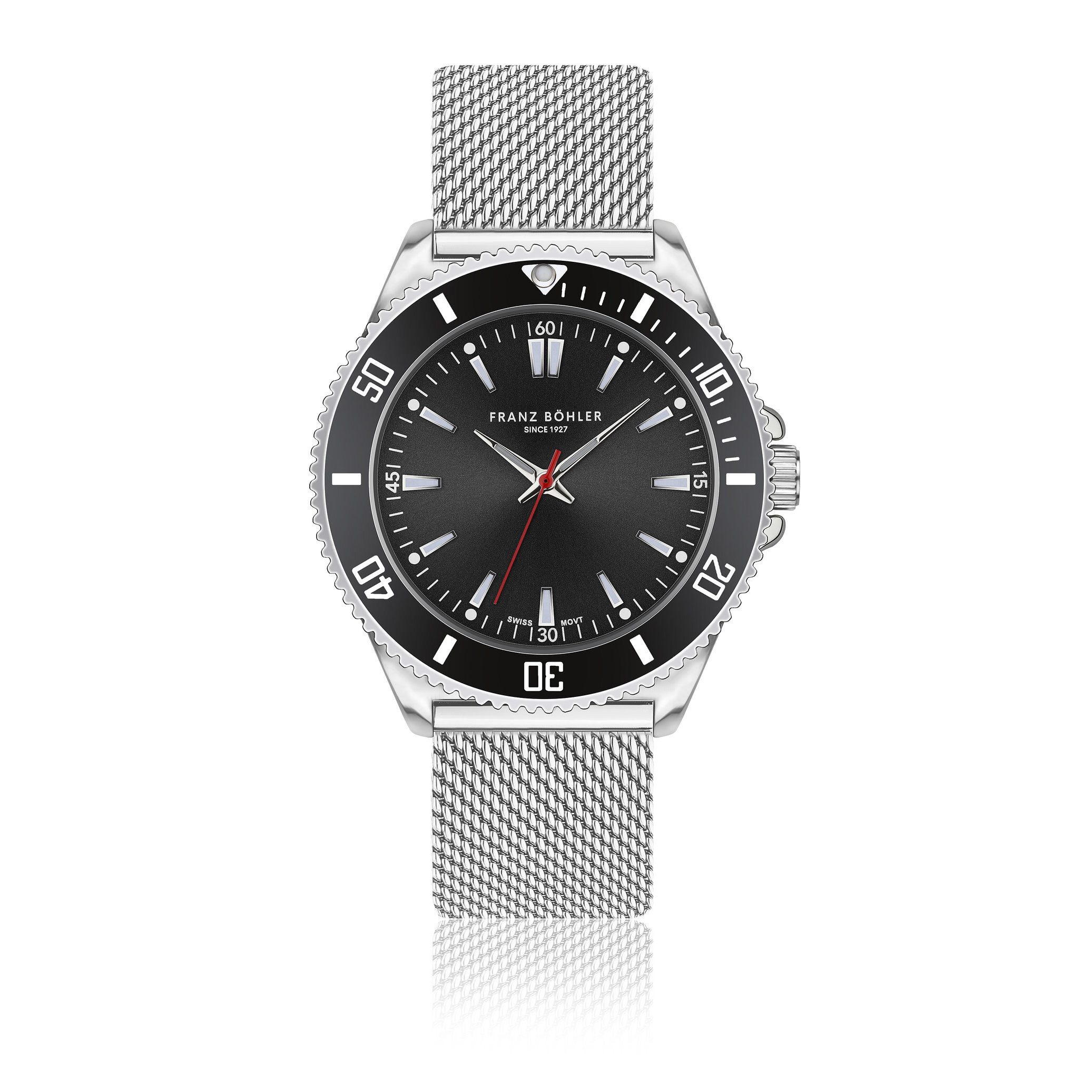 FRANZ BÖHLER Quarzuhr BA1-B010S Hallwil Silver Mesh