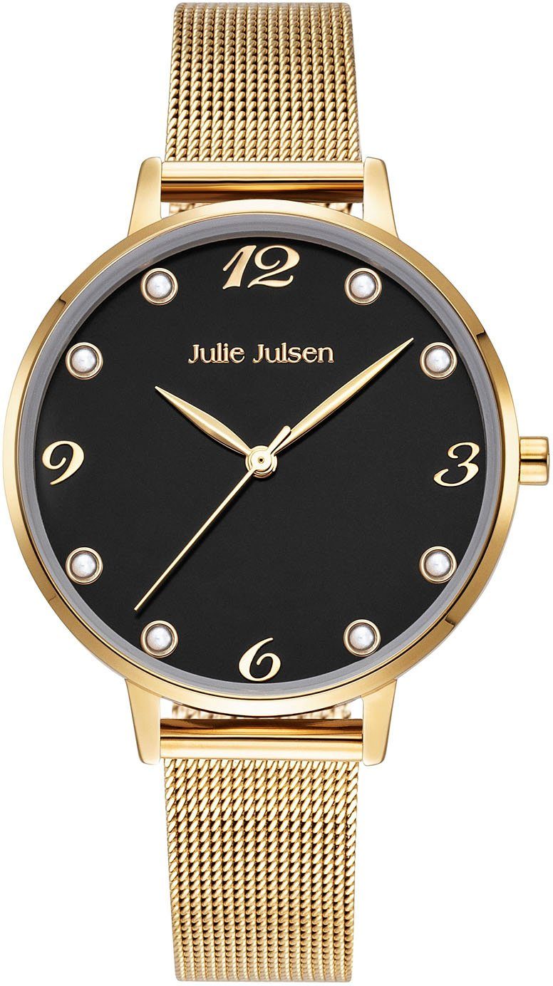 Julie Julsen Quarzuhr Julie Julsen Pearl Gold Black, JJW1011YGME-S, Perlen