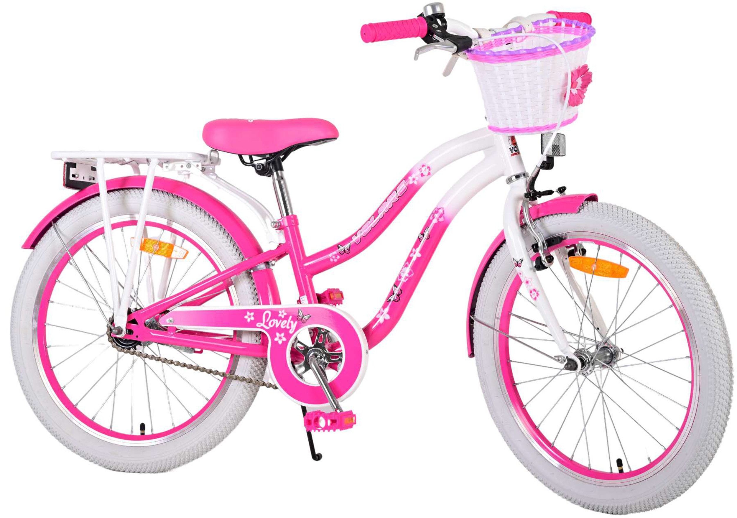 TPFSports Kinderfahrrad Volare Lovely Kinderfahrrad mit Rücktritt + Handbremse, 1 Gang, (Mädchen Fahrrad - Rutschfeste Sicherheitsgriffe), Kinder Fahrrad 20 Zoll mit Ständer Laufrad Mädchen Kinderrad