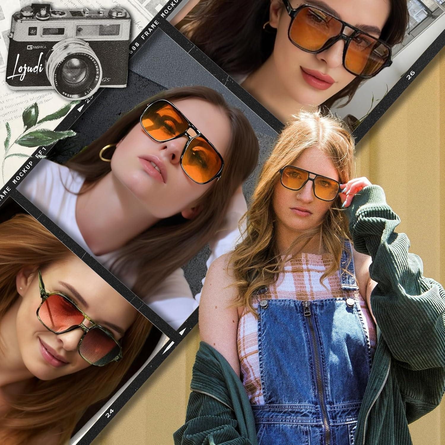 LuxusKollektion Retrosonnenbrille Sonnenbrille Pilotenbrille 70er Schwarz Gradient Orange 56 Millimeter
