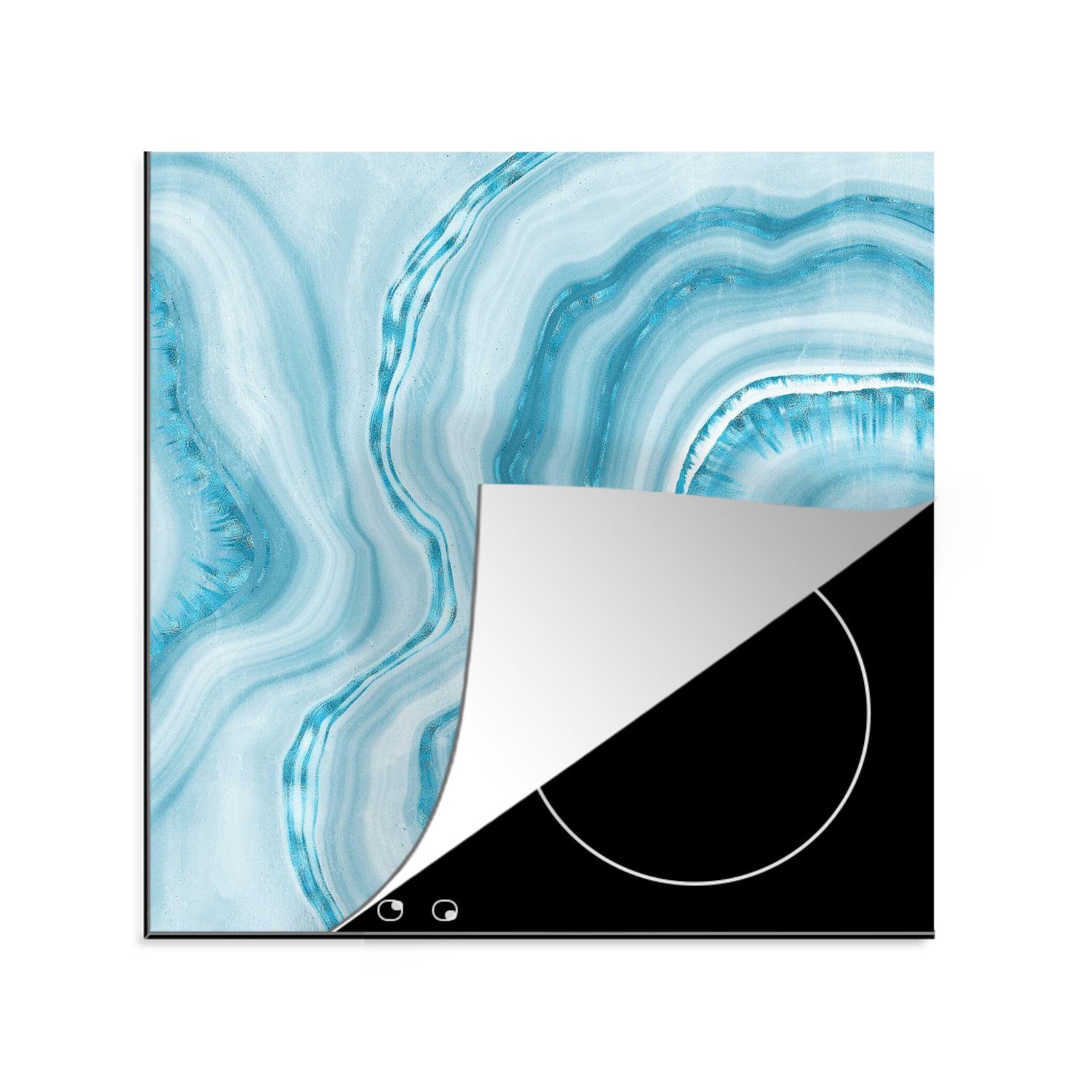 Arbeitsplatte Ceranfeldabdeckung, Vinyl, MuchoWow - cm, (1 küche Herdblende-/Abdeckplatte Muster, tlg), 78x78 Marmor Weiß - für