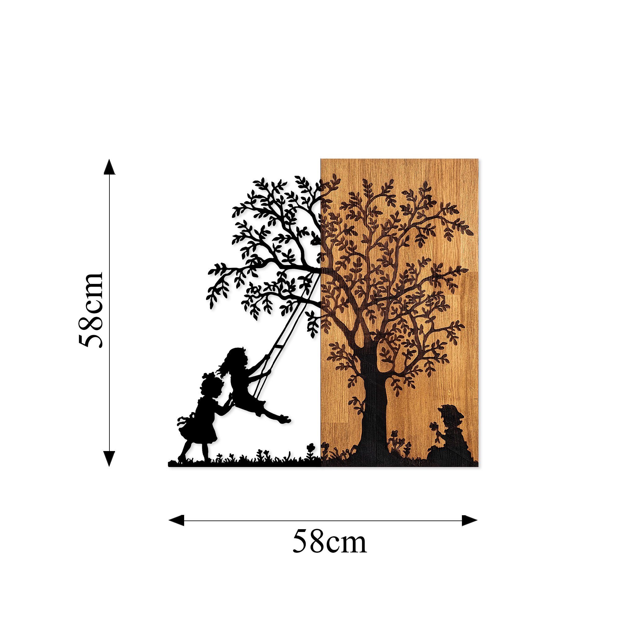 Wanddekoobjekt 50% WOOD (Thickness: 3 cm) / 50% METAL, 58 x 59 cm L2406