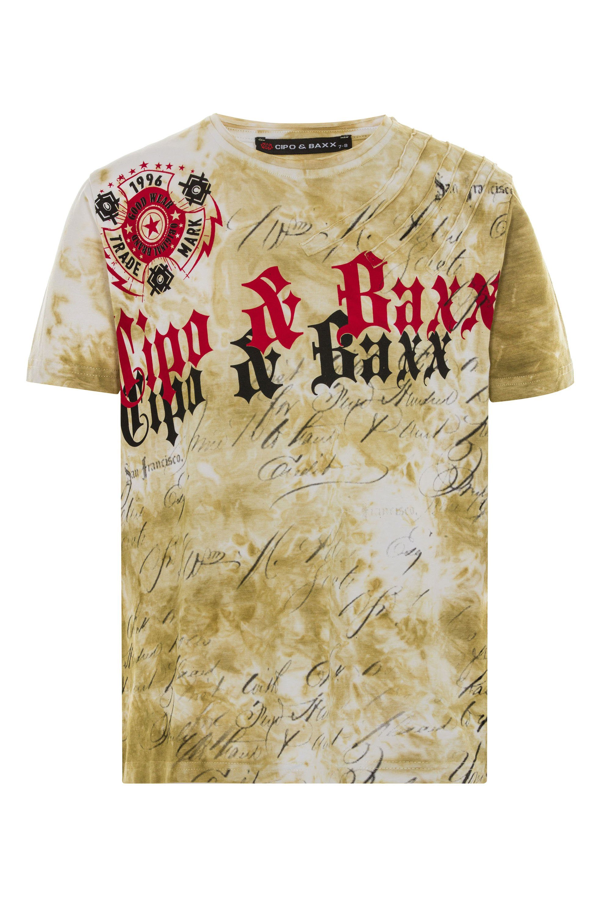 Cipo & Baxx T-Shirt mit großflächigem Markenprint gelb | T-Shirts