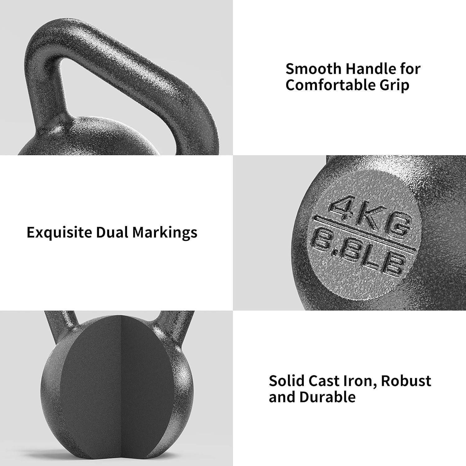 PROIRON Kettlebell Kettlebell Gusseisen 4kg 8kg 12kg 16kg 20kg 24kg Schwarz