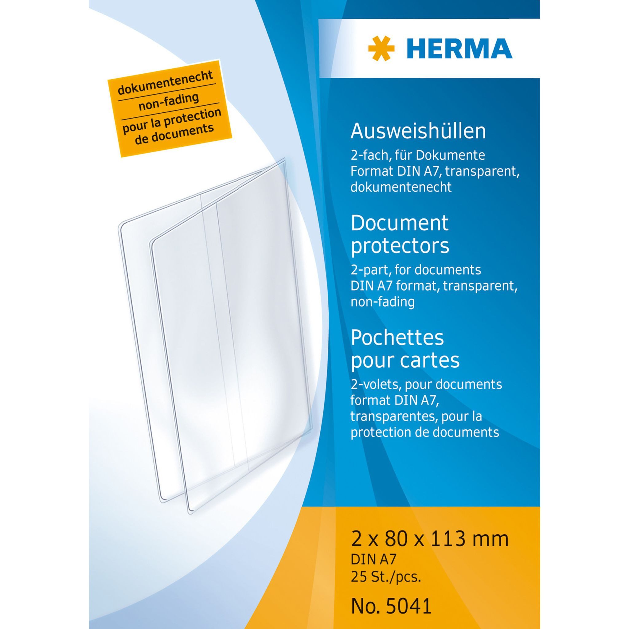 HERMA Dokumententasche Herma Ausweishülle klappbar PP transparent 80 x 113 mm für Din A7
