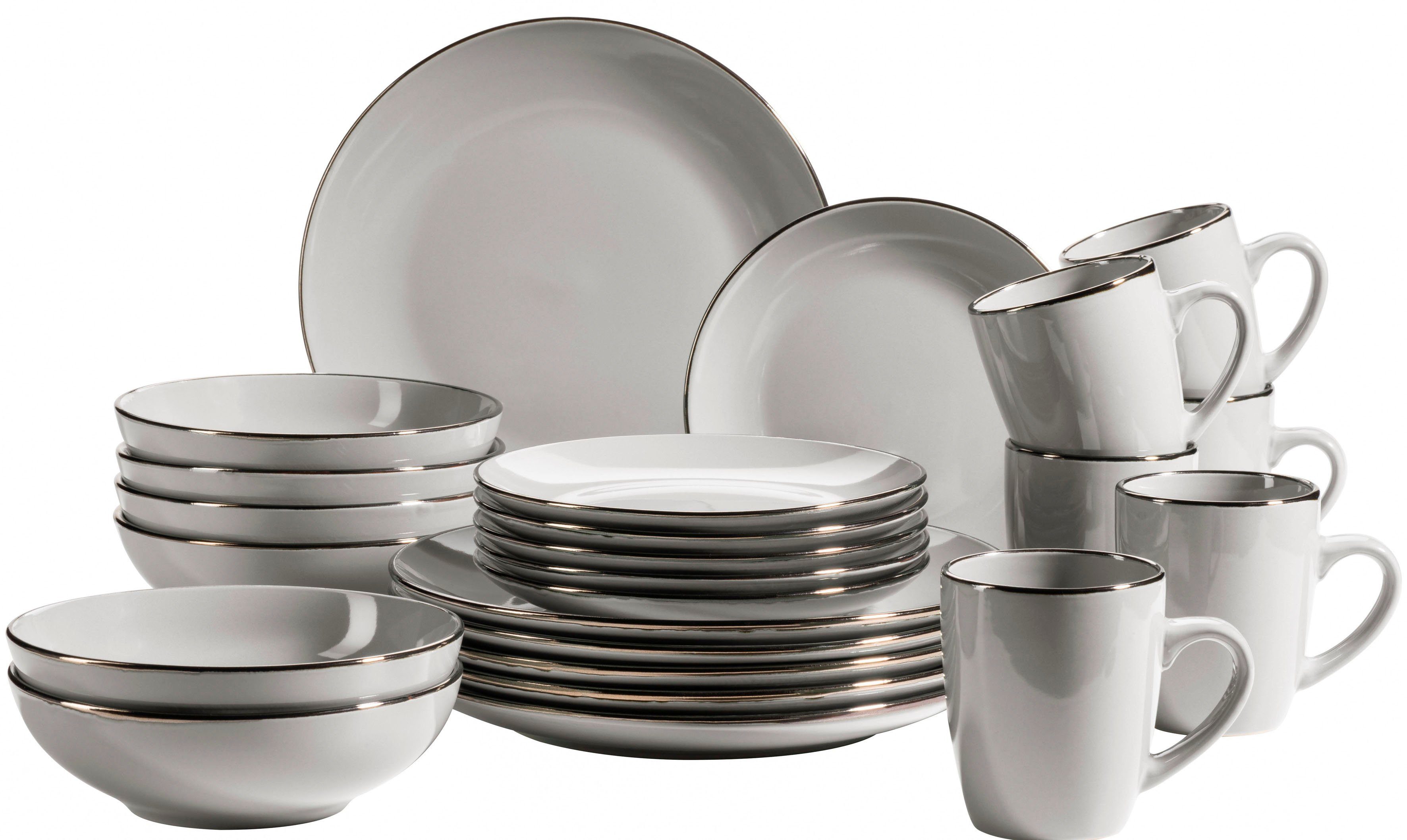 Kombiservice Geschirr-Set, Service Metallic Rim
