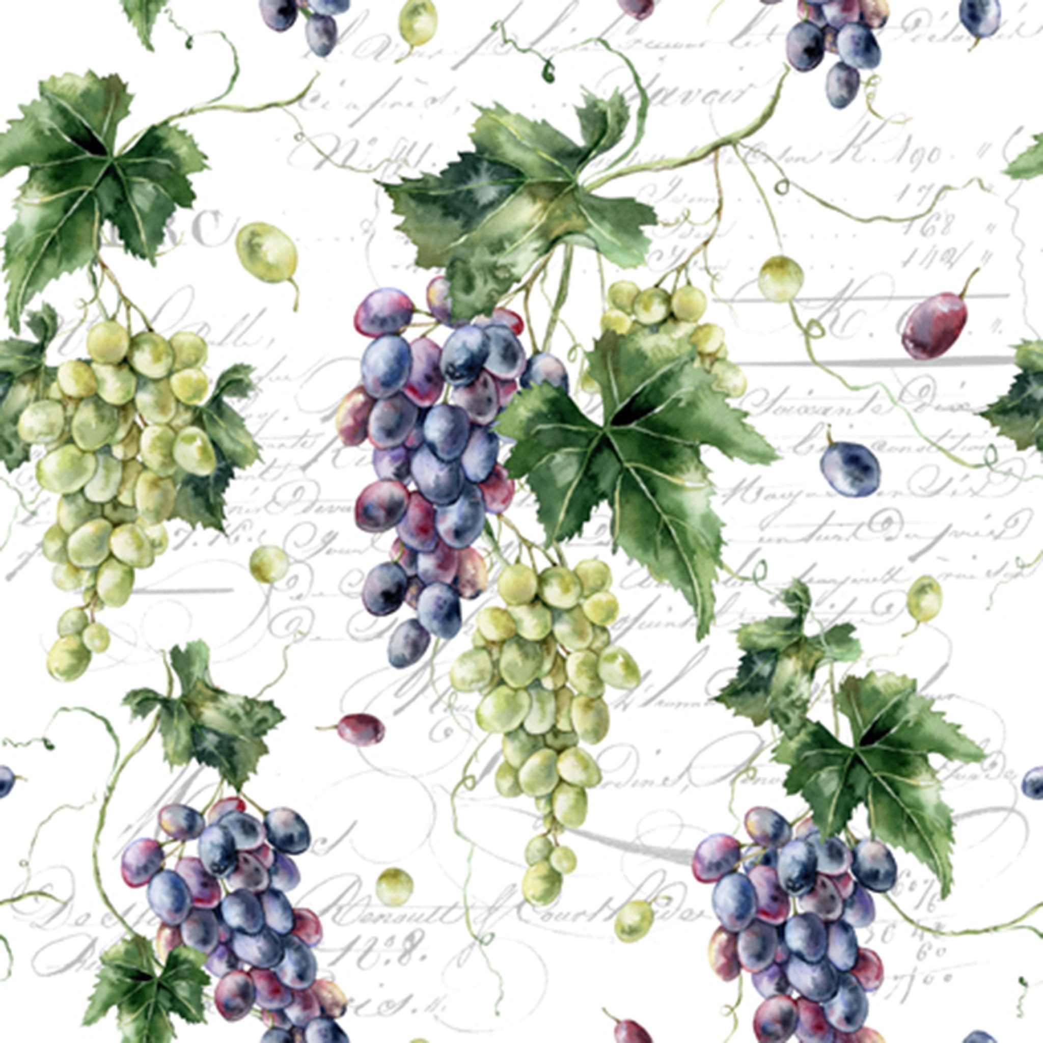 ti-flair Papierserviette, Servietten Papier 33x33cm 3-lagig mit Traubenmotiv 20 Stück