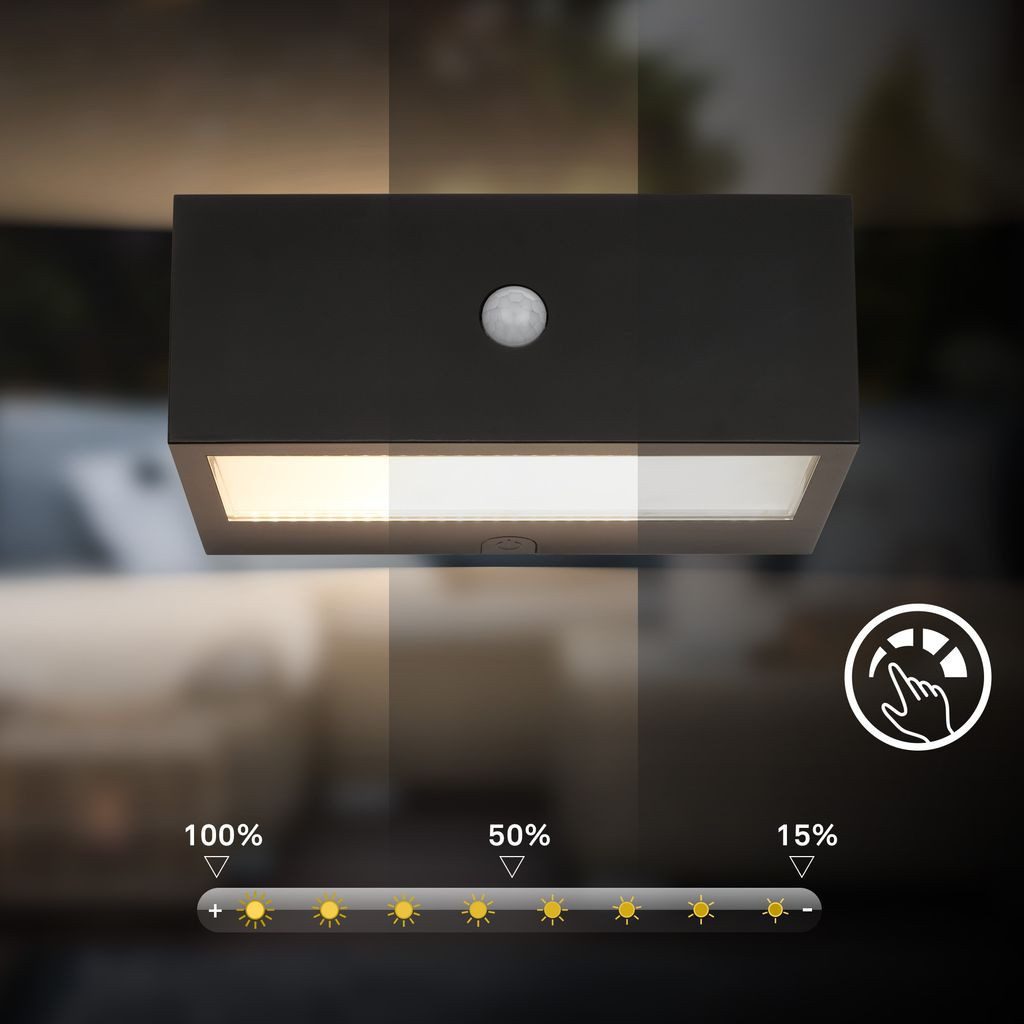 Briloner Leuchten Wandleuchte LED Wandlampe kabellos Akku USB-C Bewegungsmelder, LED wechselbar, 3000K - Warmweiß, 18,5x9,5x7,5 cm, Akku tauschbar, Indoor/Outdoor, Balkon, Hauswand