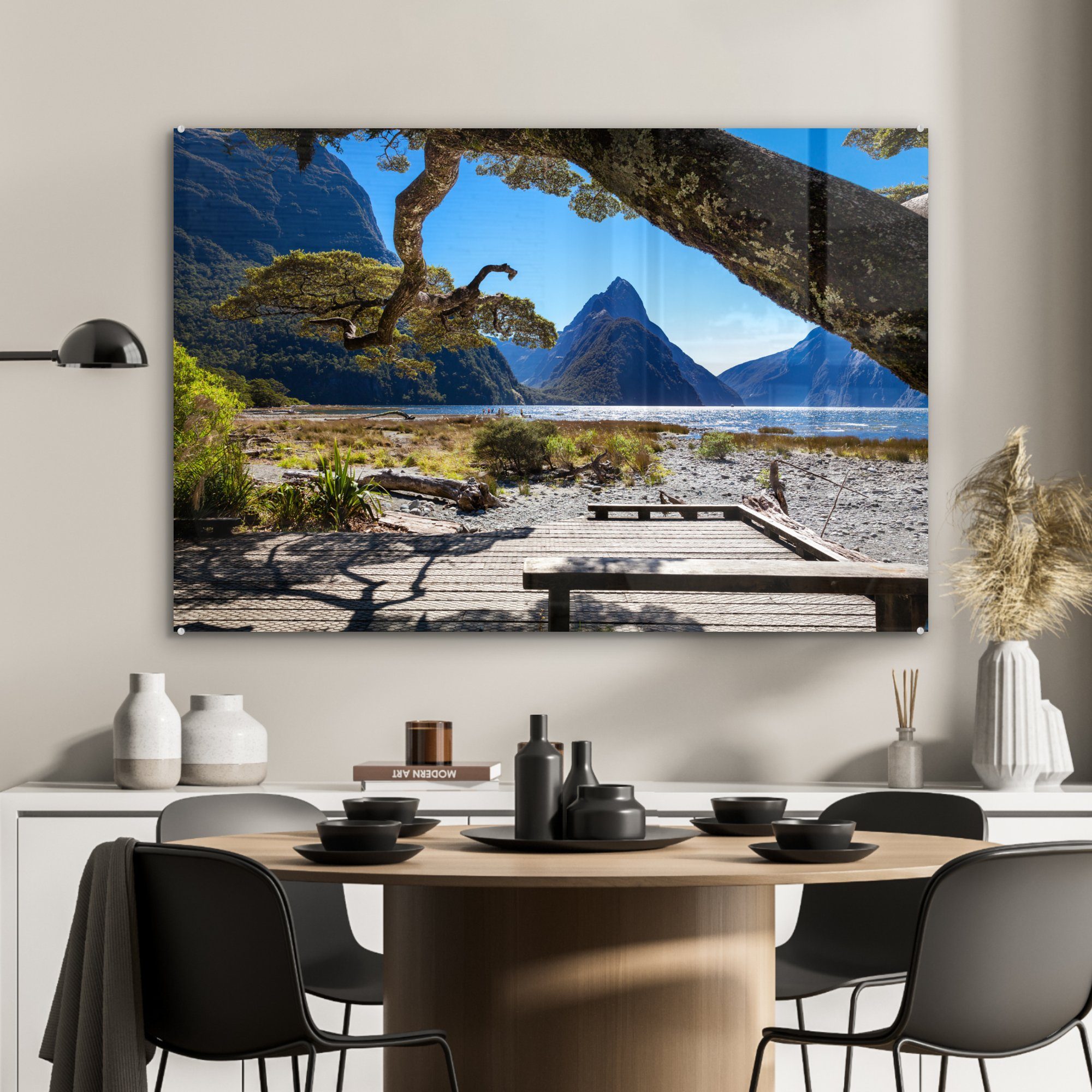 Berge, - & Acrylglasbild MuchoWow Neuseeland St), Boom (1 Schlafzimmer Wohnzimmer - Acrylglasbilder