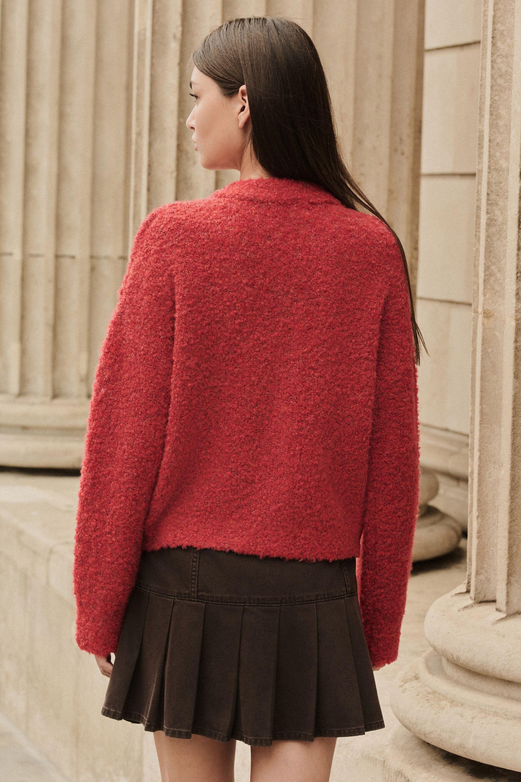 Next Strickjacke Bouclé-Strickjacke mit Rundhalsausschnitt (1-tlg) günstig online kaufen