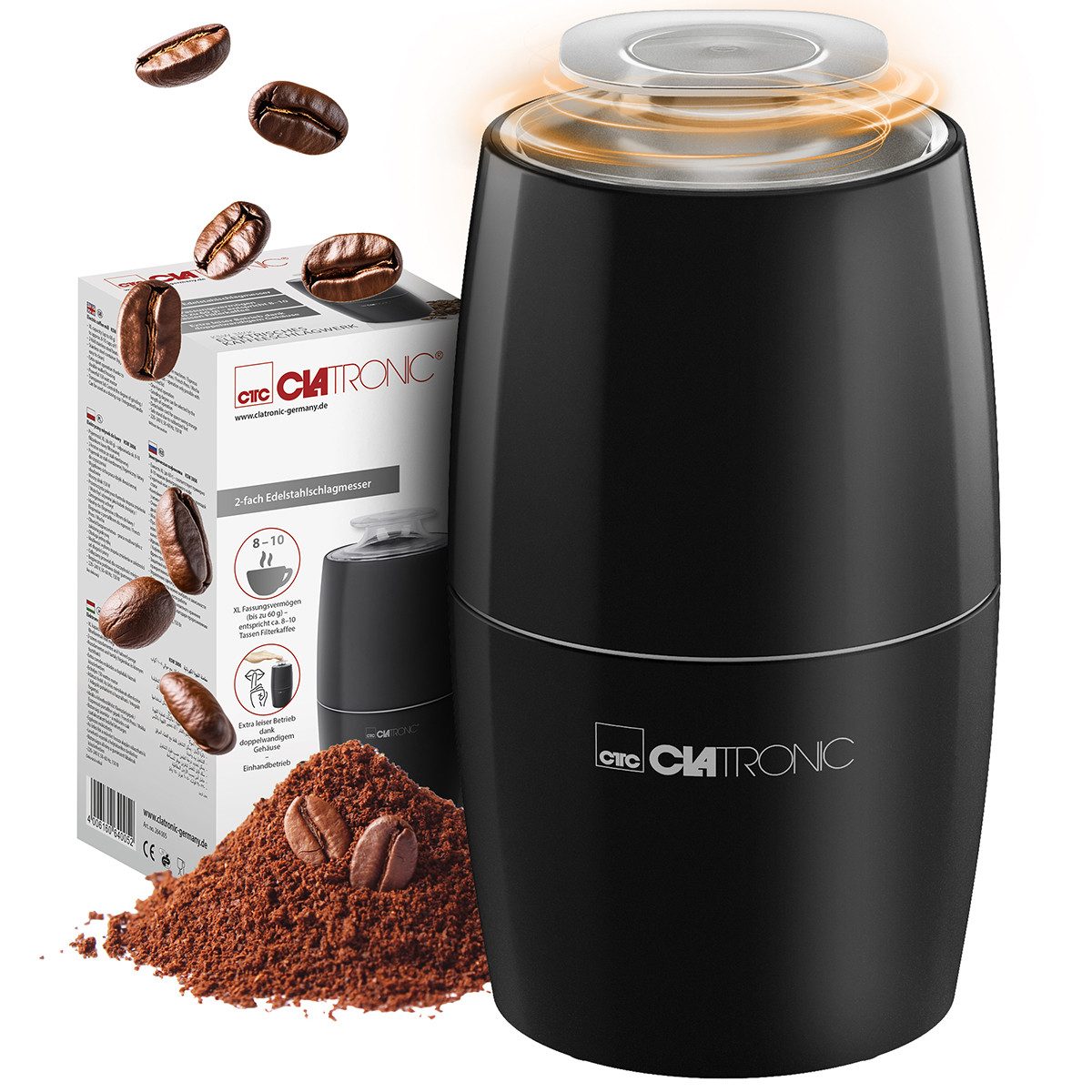 CLATRONIC Kaffeemühle KSW 3806, Kaffeemühle elektrisch, für 60g Kaffeebohnen