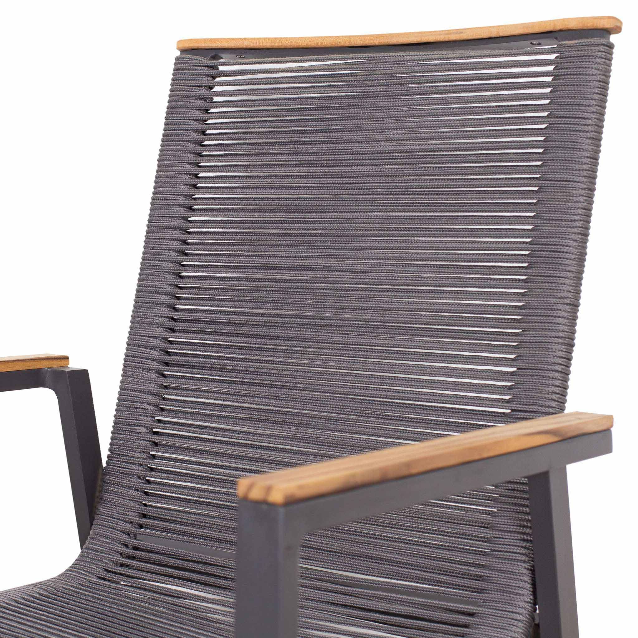 bene living Gartensessel Dining Stapelsessel Alicante (2-St., 2er Set Stapelsessel Alicante Rope), Alurahmen mit Ropegewebe - elegante Teakholzleisten