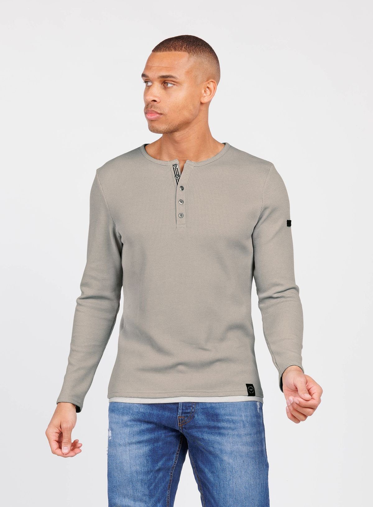 Key Largo Strickpullover Sandro für Herren double Layer Look einfarbig körperbetont MSW00161