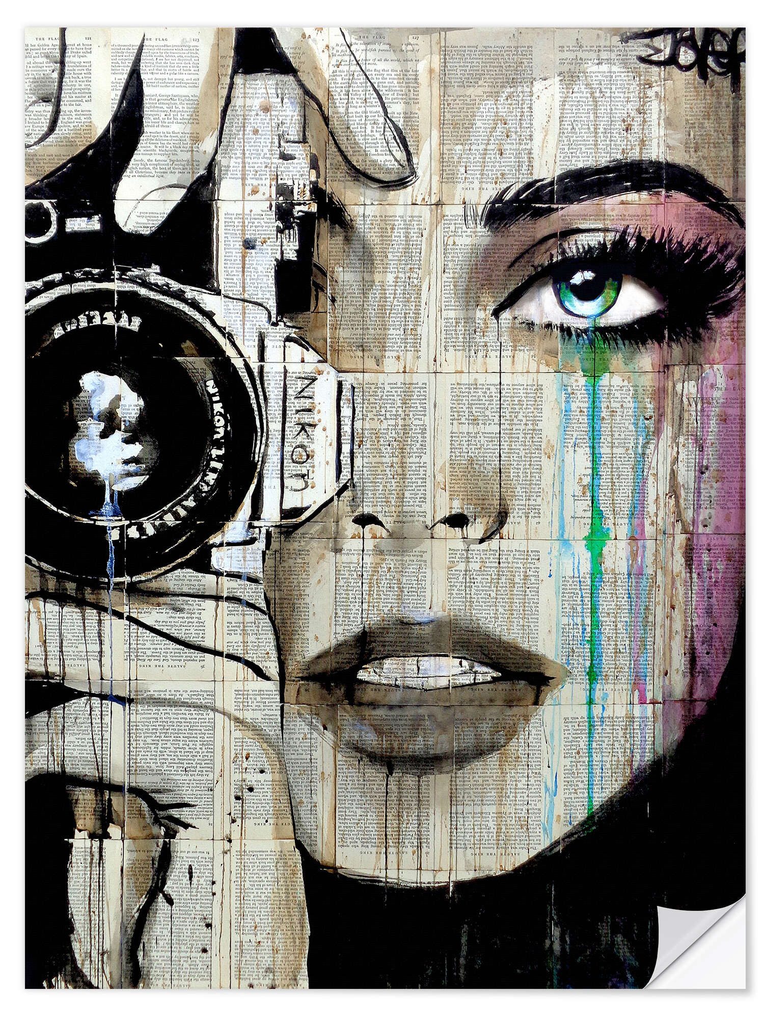 Posterlounge Wandfolie Loui Jover, Zoom – Durch ihre Augen, Wohnzimmer Modern Illustration