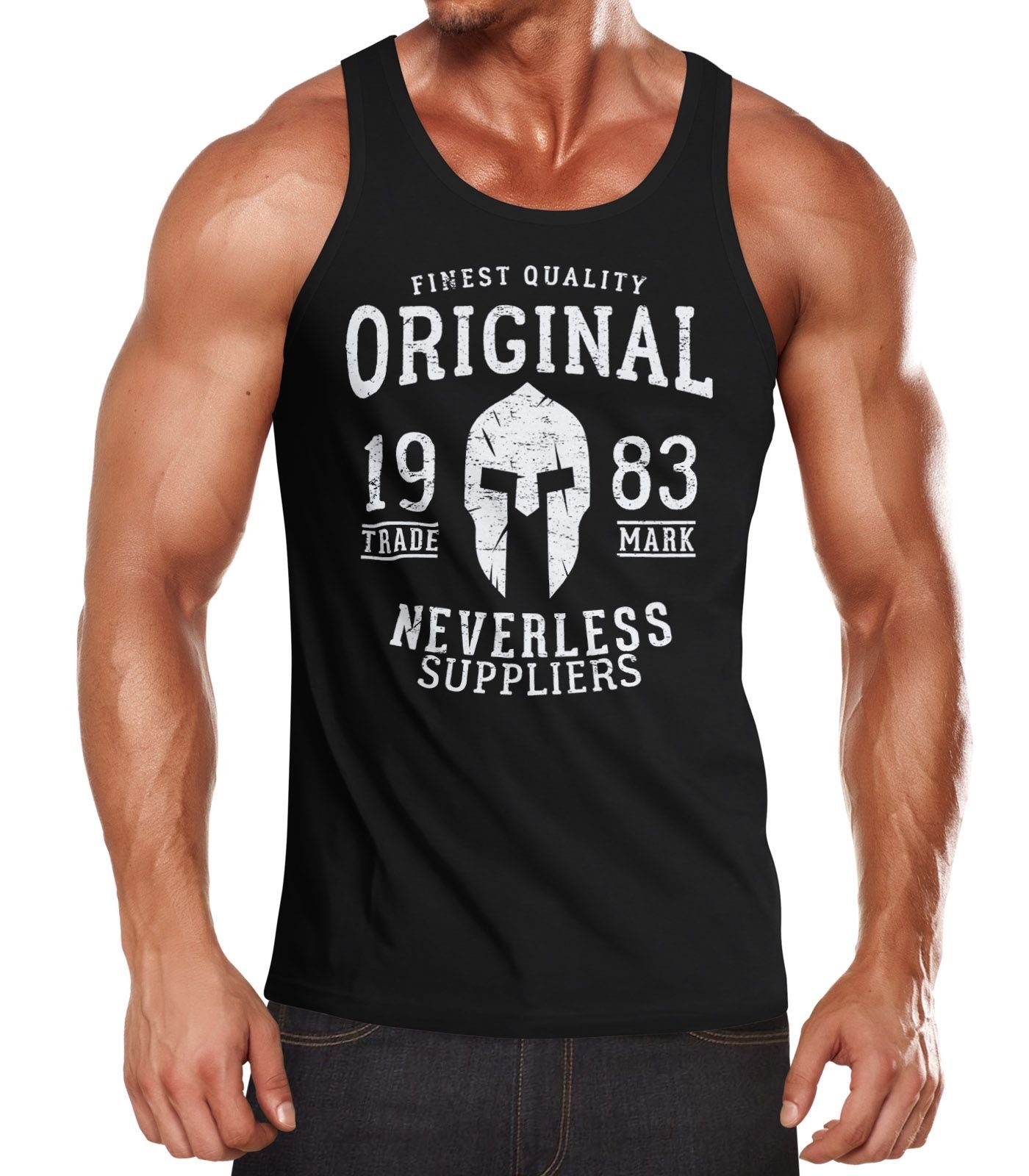 Neverless Tanktop Herren Tank-Top Original Gladiator Sparta Helm Athletic Vintage Muskelshirt Muscle Shirt Neverless® mit Print