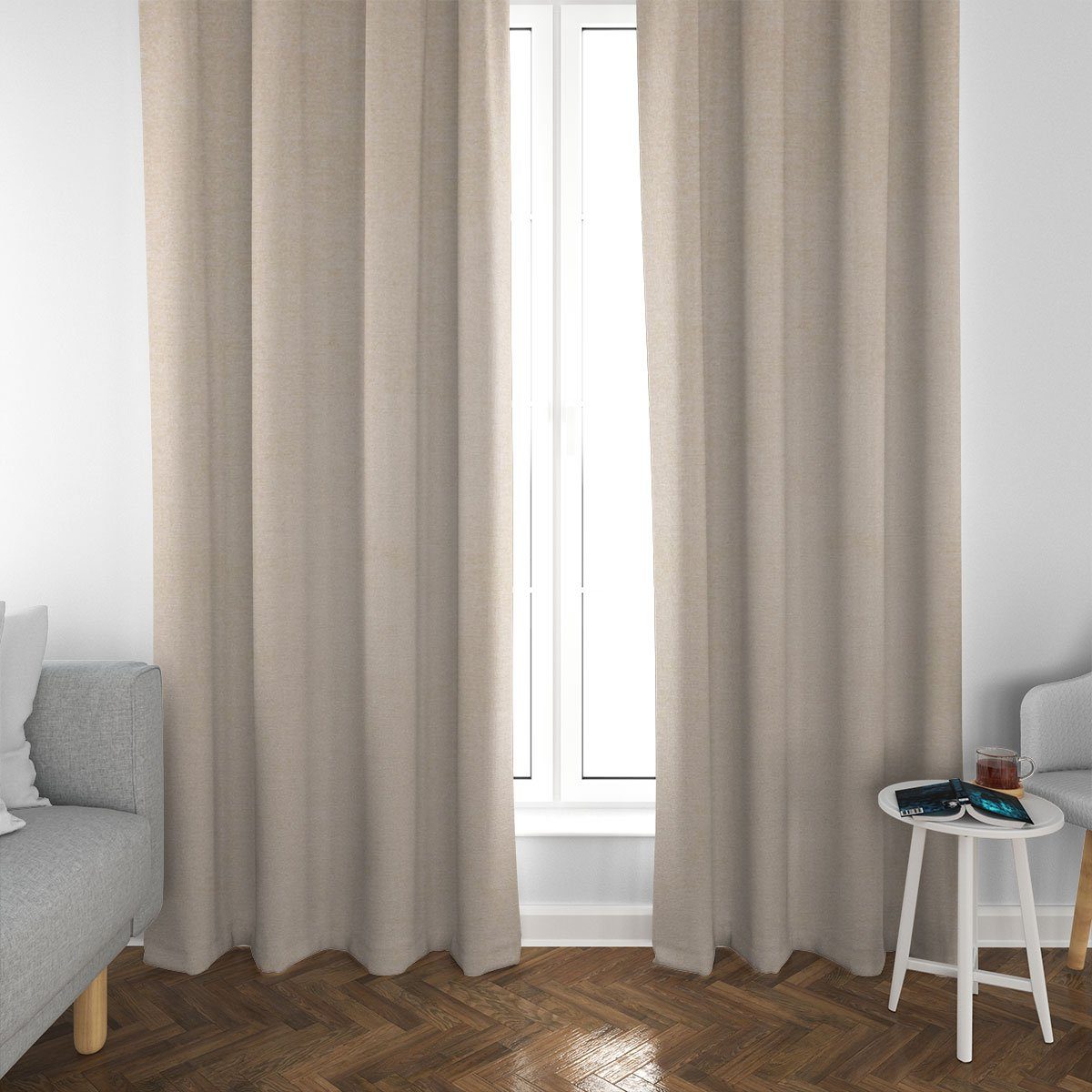 SCHÖNER LEBEN. Vorhang Vorhang Thermovorhang Soft Teddy Deluxe creme 245cm, Smokband, abdunkelnd, Polyester, handmade
