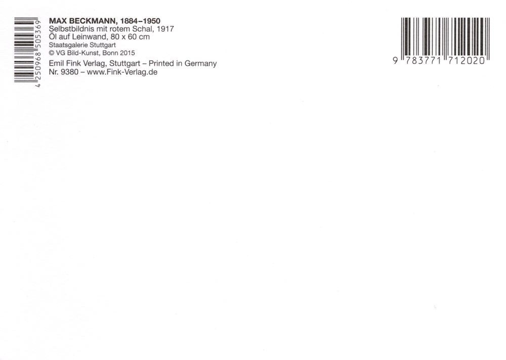 Thumbnail - Postkarte Kunstkarte Max Beckmann "Selbstbildnis mit rotem Schal"