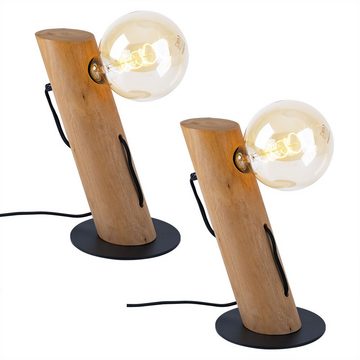 etc-shop Schreibtischlampe, Leuchtmittel nicht inklusive, Tischlampe Wohnzimmer Holzleuchte Nachttischleuchten