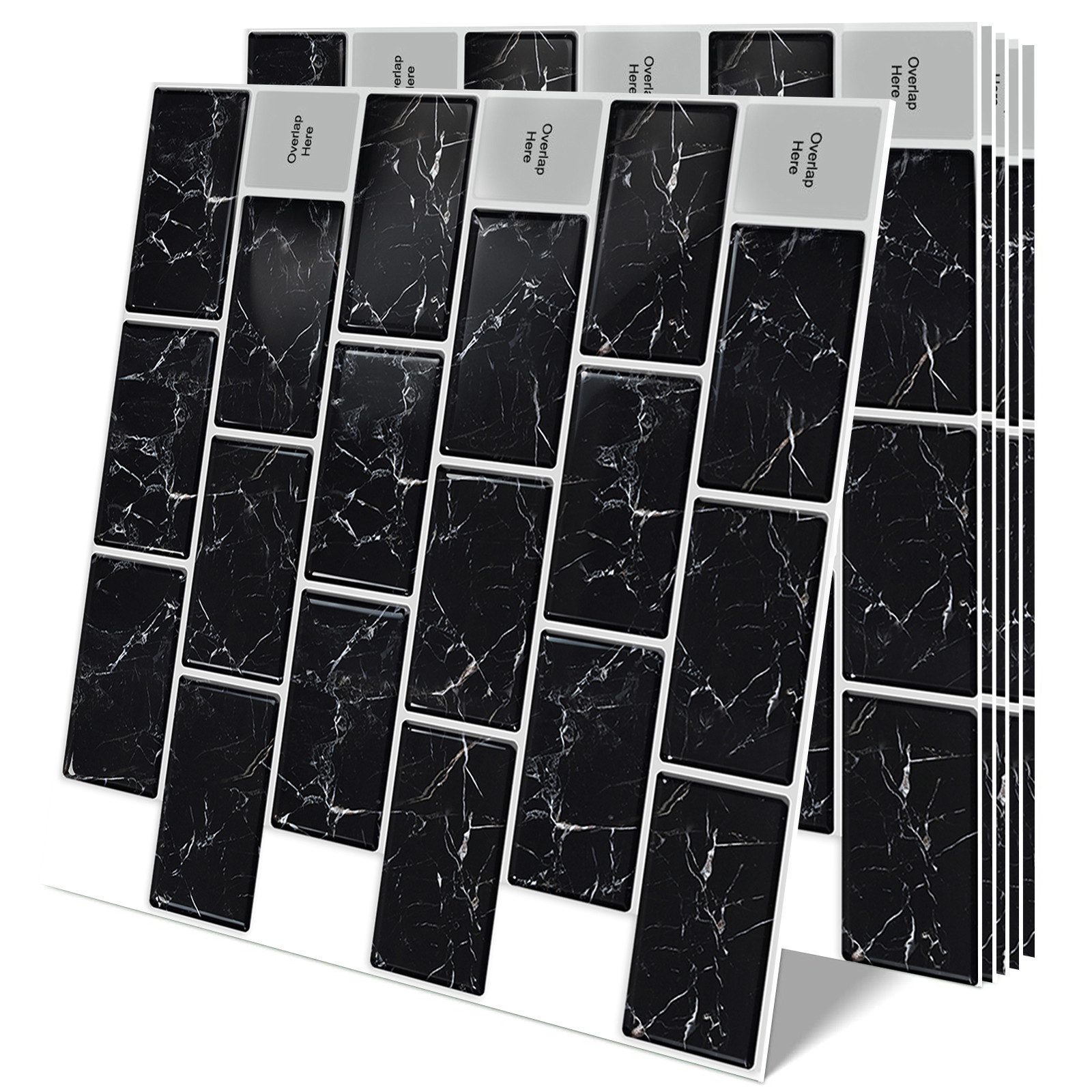 Bundviel Fliesenaufkleber 3D Wandpaneel Selbstklebend Fliesenaufkleber Küchenrückwand, 10 Stk., BxL: 30,5x30,5 cm, 0,9 qm, Wasserdicht