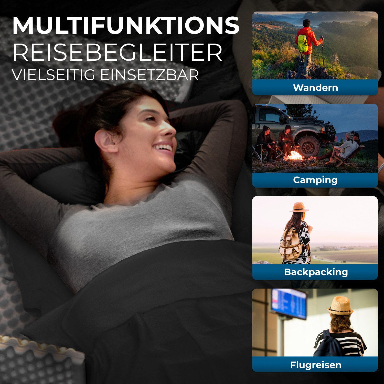 Styngard Schlafsackinlett 2in1 Hüttenschlafsack ultraleicht Mikrofaser [200g] - kleines Packmaß