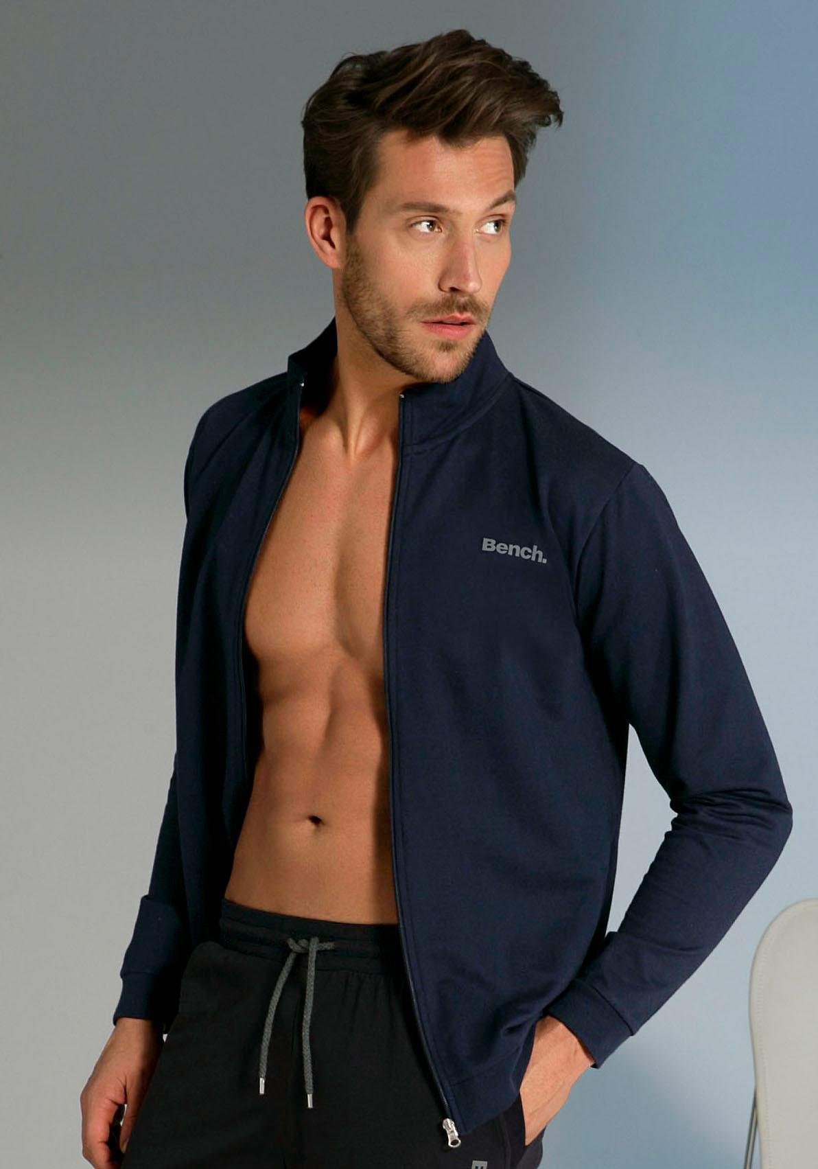 Bench. Loungewear Sweatjacke mit Stehkragen navy