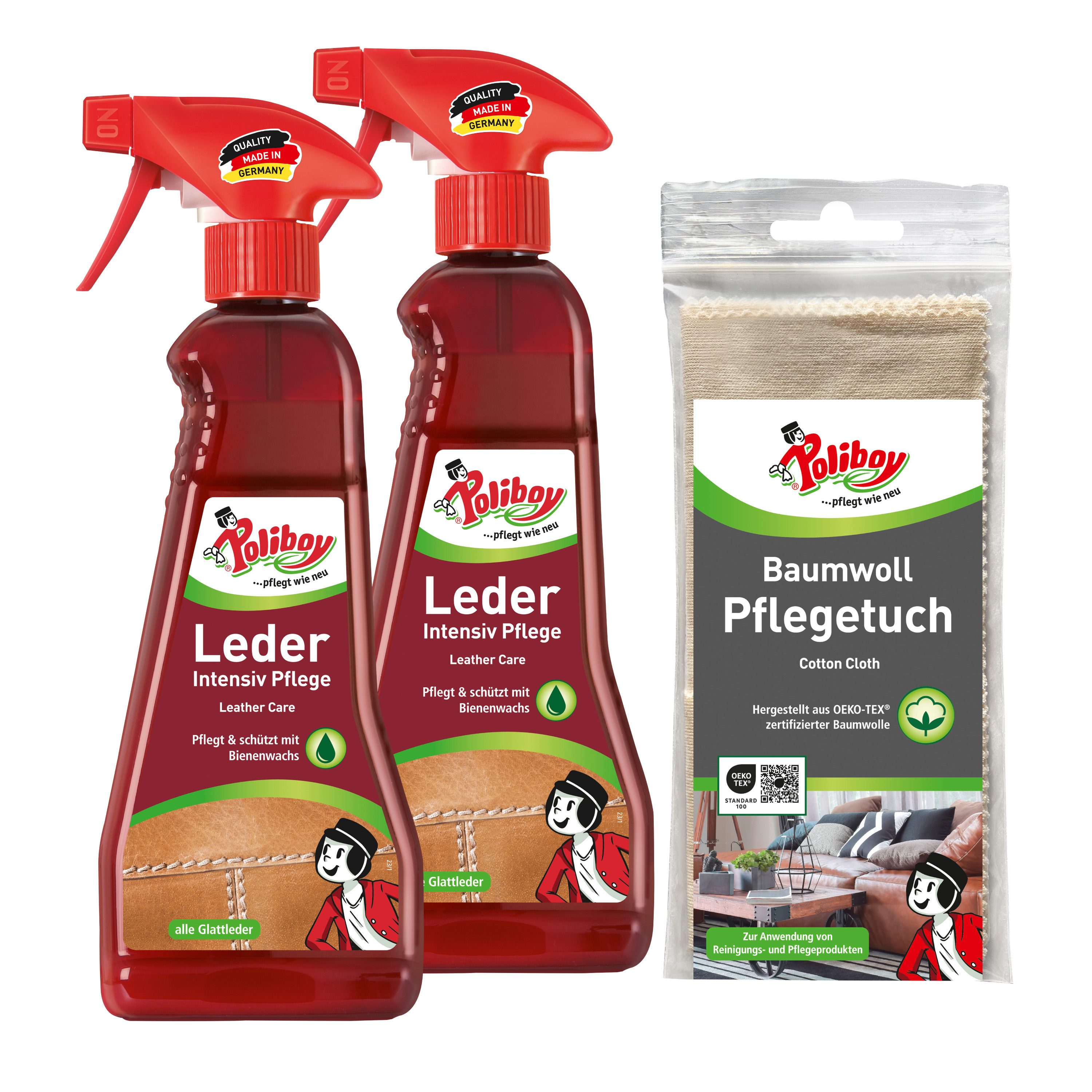 Leder Intensiv Pflege - 2x375ml - mit Baumwolltuch Lederreiniger
