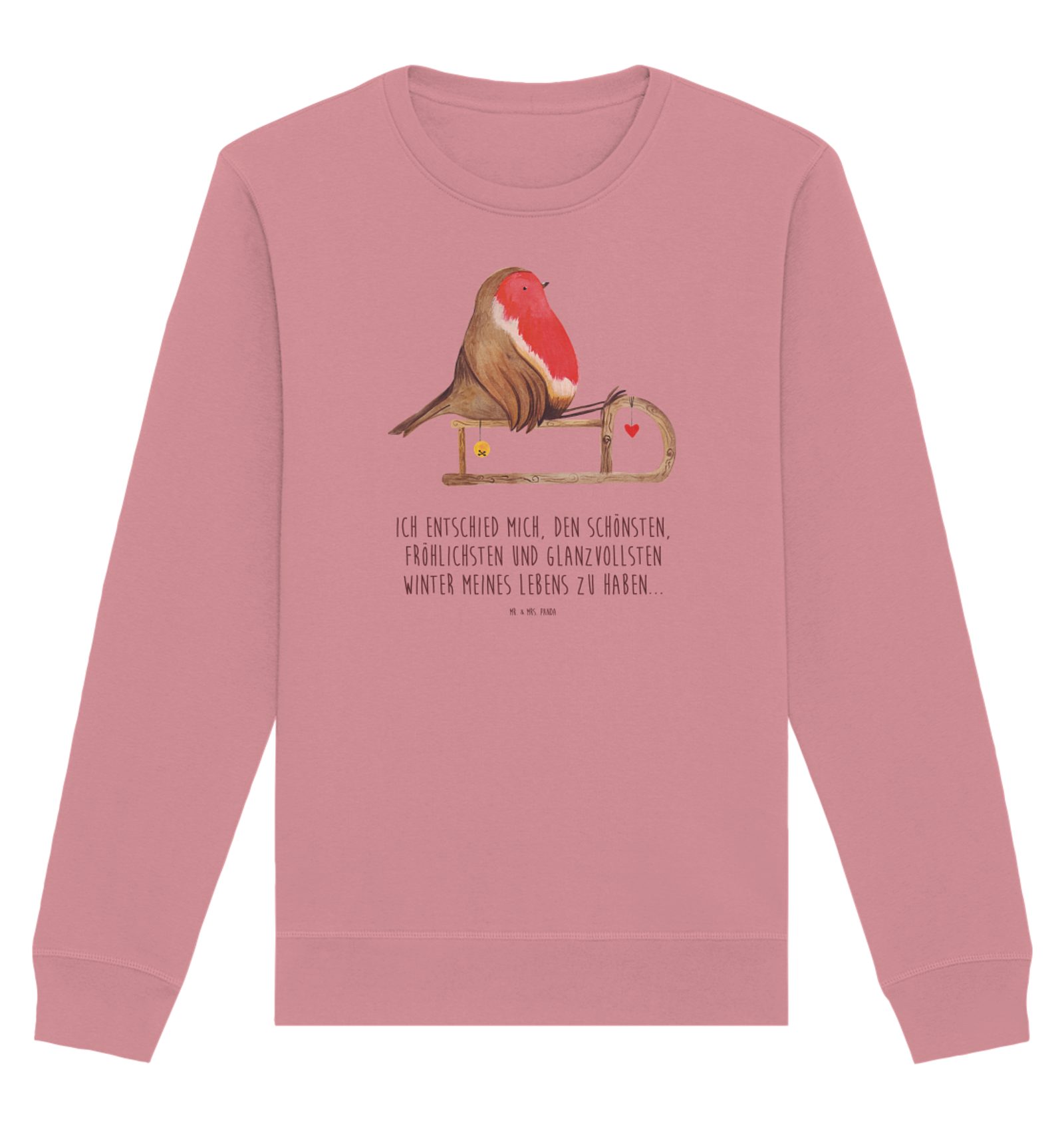 Longpullover Rotkehlchen Schlitten Größe XS - Canyon Pink - Geschenk, Sweatshirt M