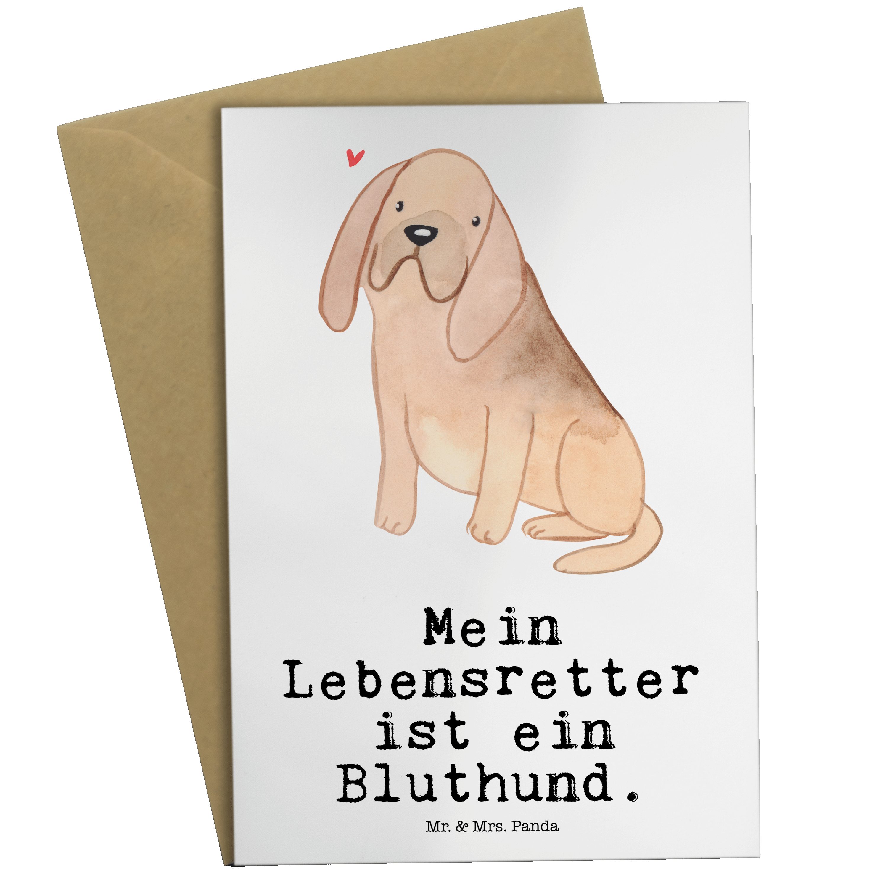 Mr. & Mrs. Panda Grußkarte Bloodhound Lebensretter - Weiß - Geschenk, Hund, Klappkarte, Hochzeit