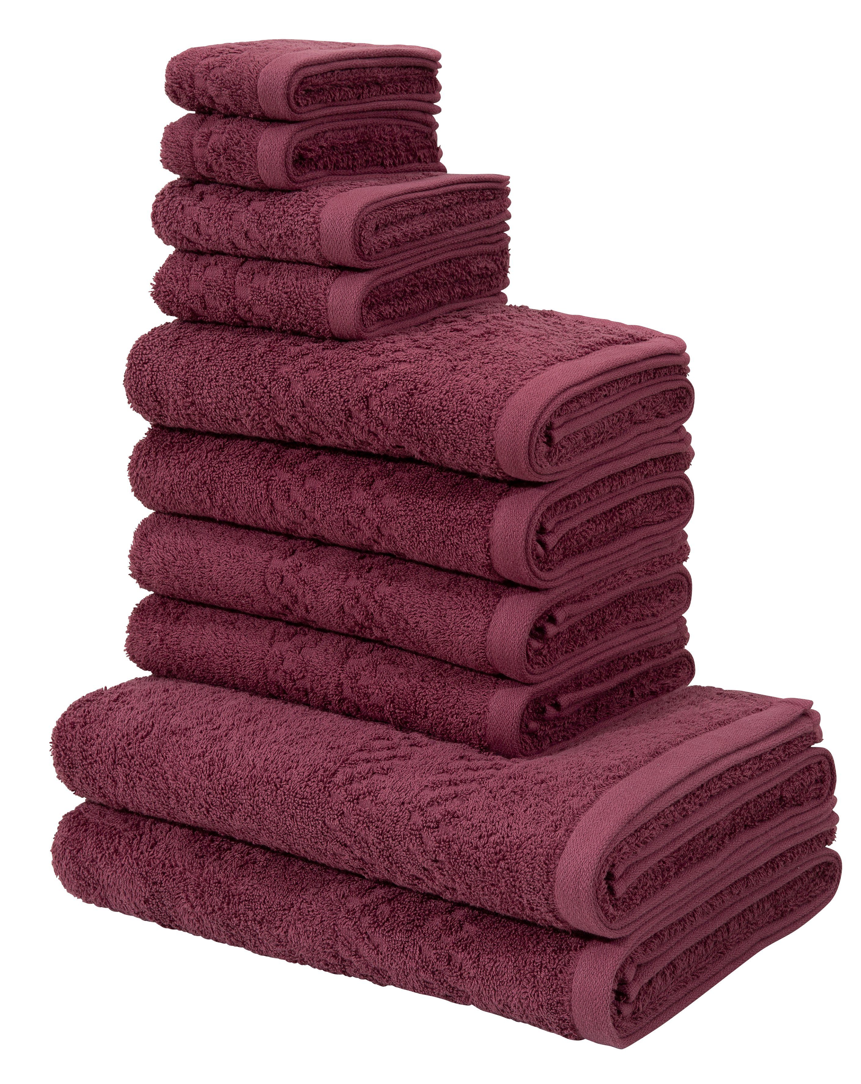 Home affaire Handtuch 100% weich, Set und Frottier, Premium bordeaux (Set, mit gr/m², Duschtücher, flauschig Gästetücher, Bordüre, Handtücher, Regona, Seiftücher, 10-tlg), Handtücher 500 Baumwolle