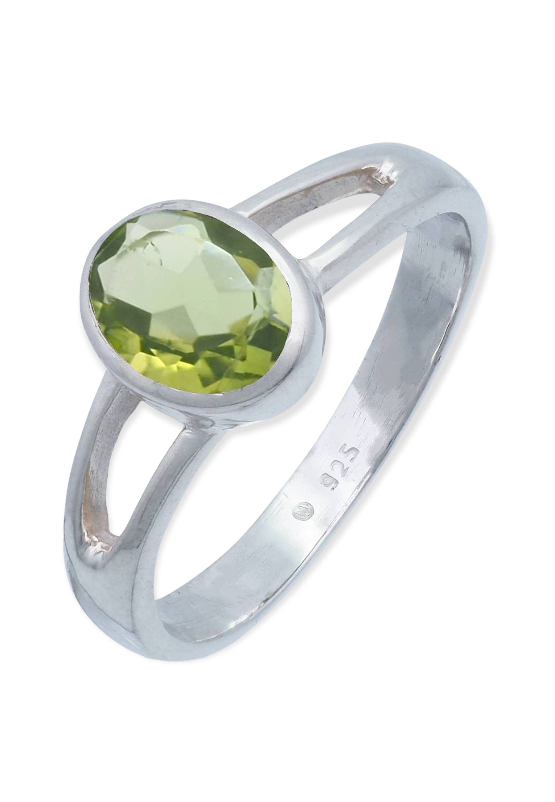 mantraroma Silberring 925er Silber mit Peridot facettiert