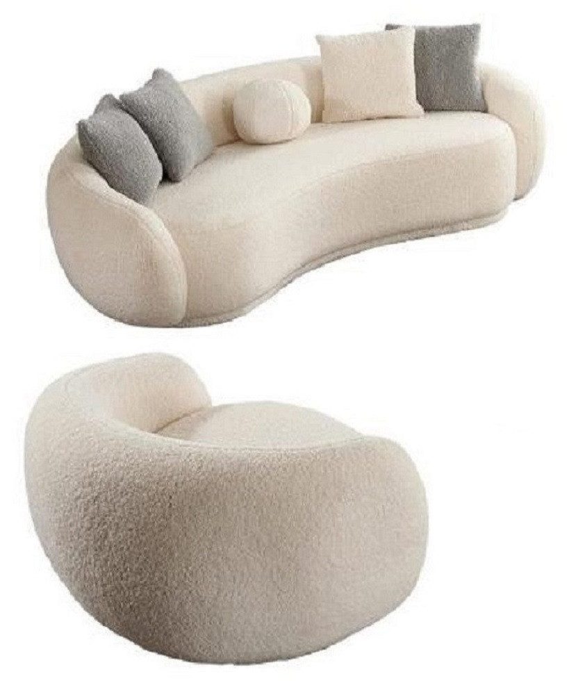JVmoebel Polstergarnitur Stilvolle Relaxgarnitur aus hochwertigem Stoff in modernem Design, (2-tlg., 3-Sitzer Sofa + Sessel), Made in Europa