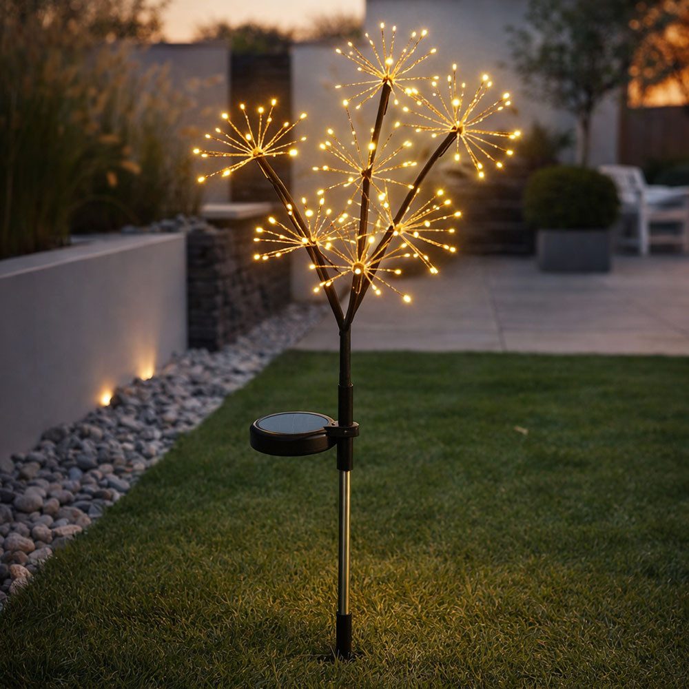 GLOBO LIGHTING LED Solarleuchte, LED-Leuchtmittel fest verbaut, Warmweiß, Solarleuchte Edelstahl Steckleuchte Gartenlampe LED Erdspieß H 60 cm