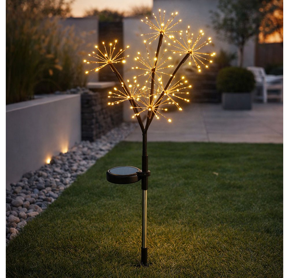 GLOBO LIGHTING LED Solarleuchte, LED-Leuchtmittel fest verbaut, Warmweiß, Solarleuchte Edelstahl Steckleuchte Gartenlampe LED Erdspieß H 60 cm