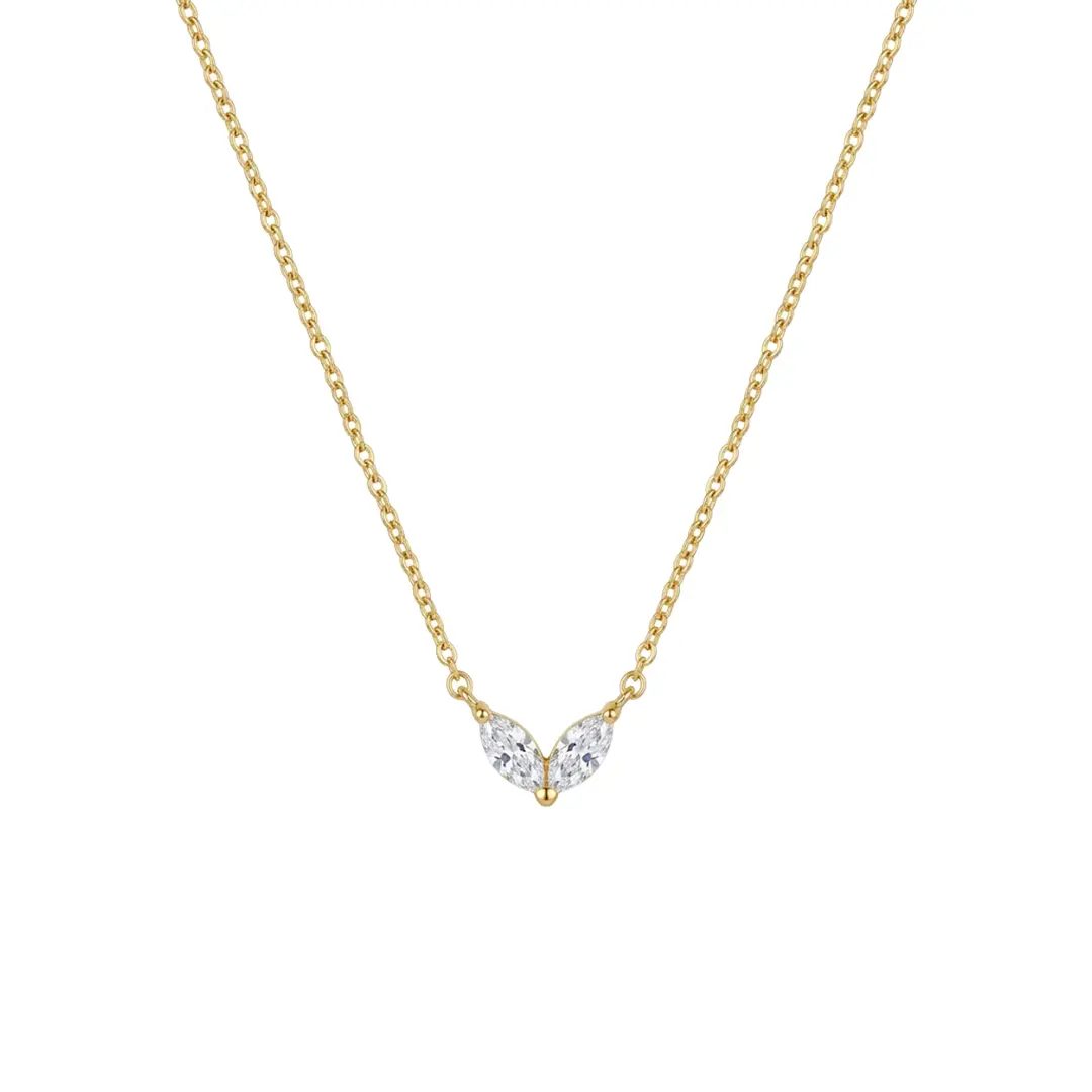 Kette mit Anhänger Suzan Gold® 925 Sterling Silber Halskette Damen Marquise Zirkonia